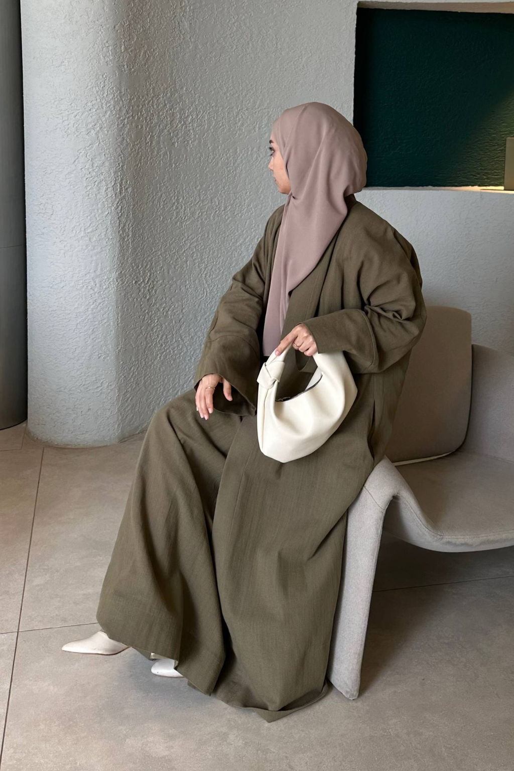 Linen Touch | Keten Dokulu Abaya Takımı