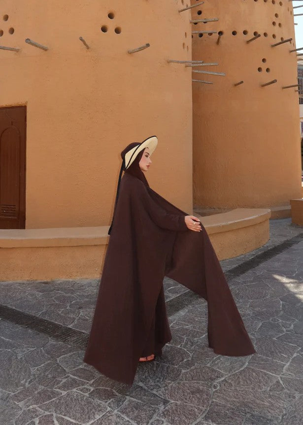 Velora Flow | Yırtmaç Detaylı Keten 2'li Abaya Takımı