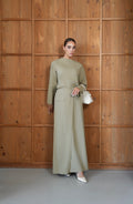 Linen Chic | Keten Yan Yırtmaçlı Düğmeli Etekli Takım