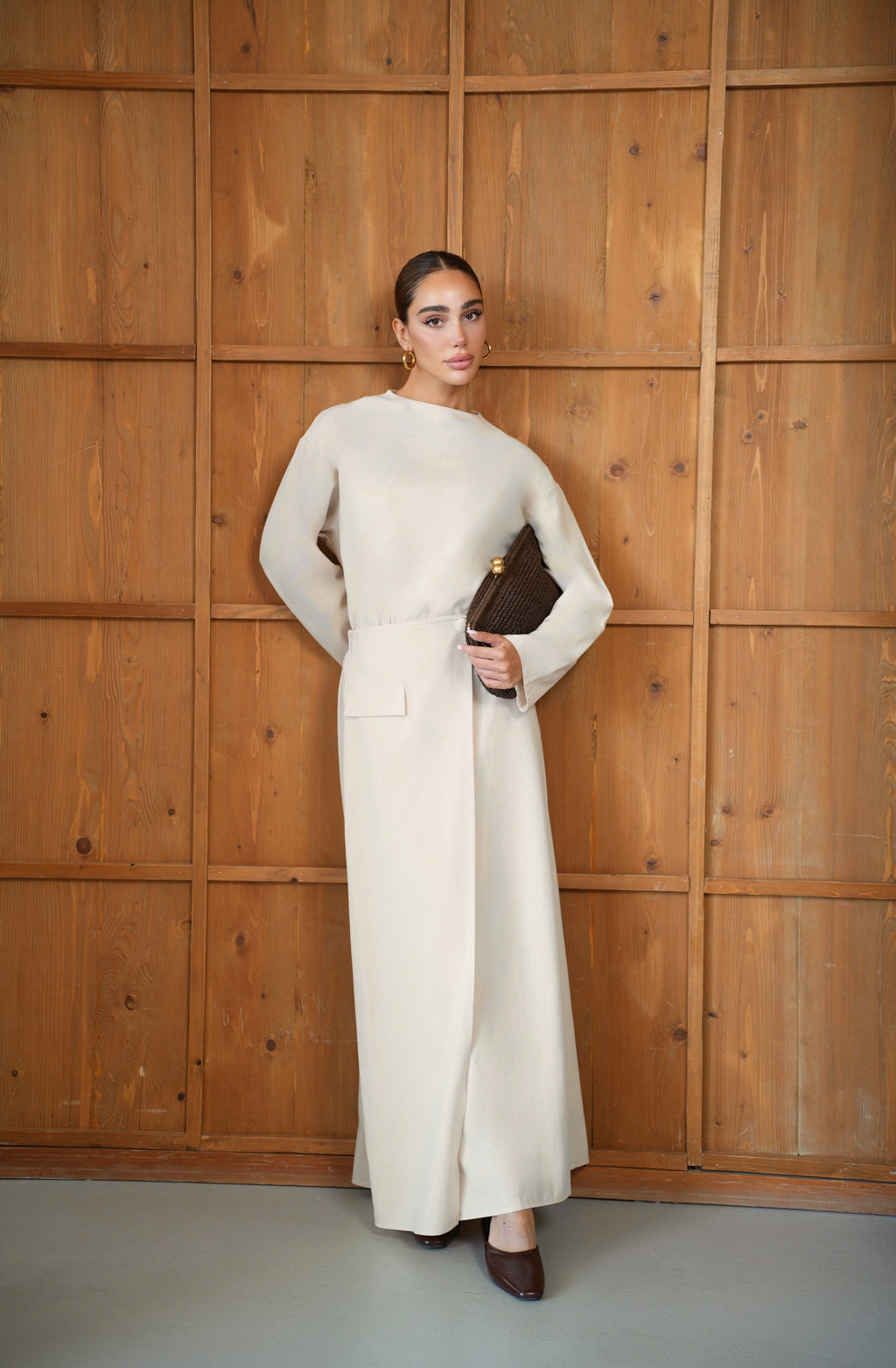 Linen Chic | Keten Yan Yırtmaçlı Düğmeli Etekli Takım
