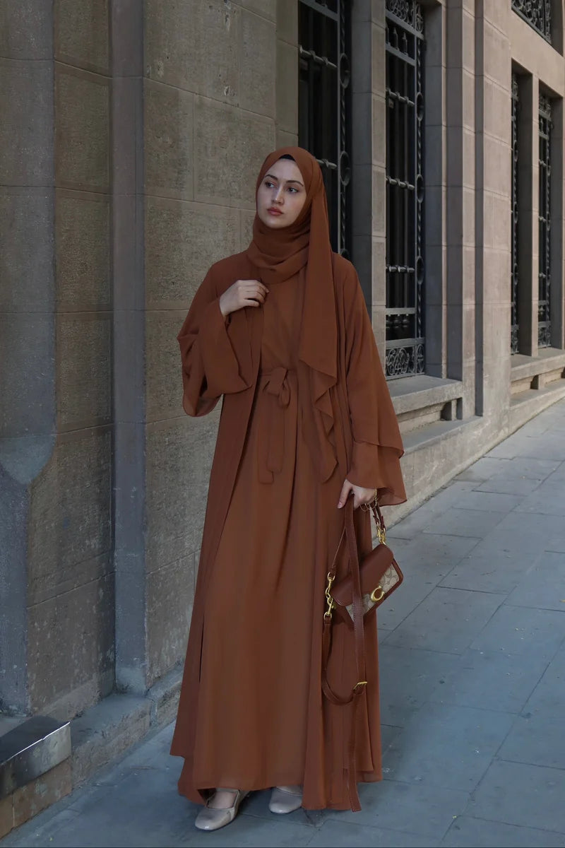 Veil Grace | Premium Şifon 3'lü Abaya Takımı