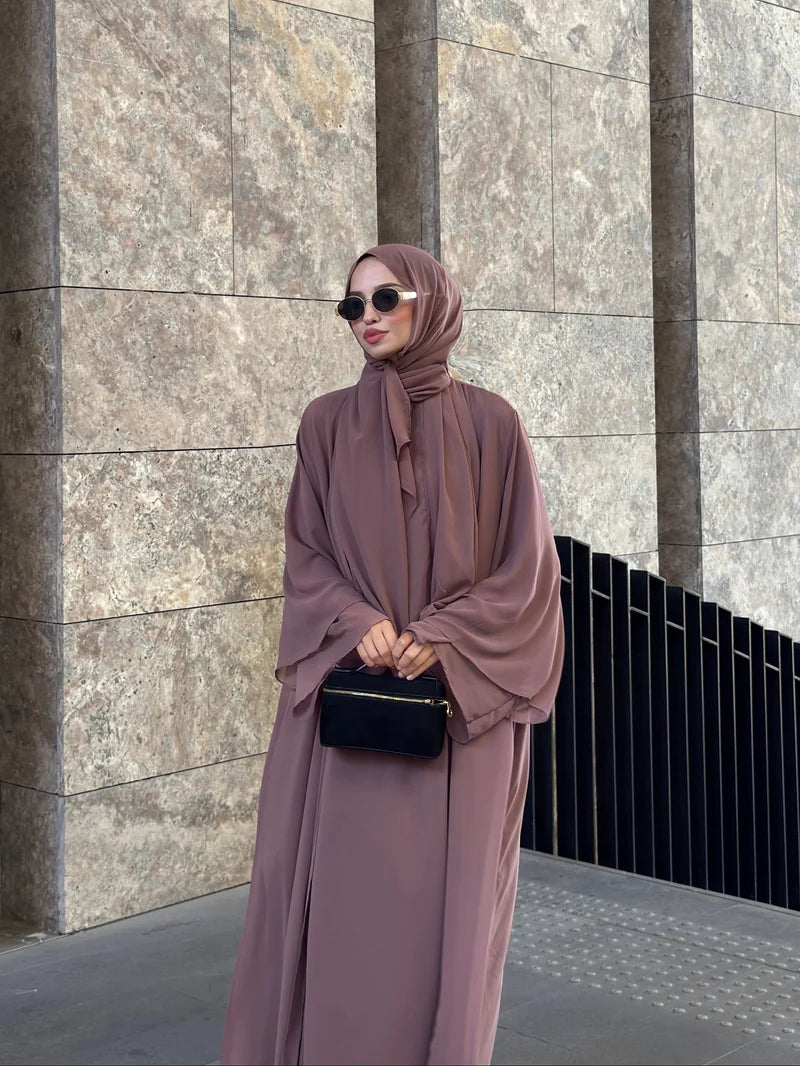Veil Grace | Premium Şifon 3'lü Abaya Takımı