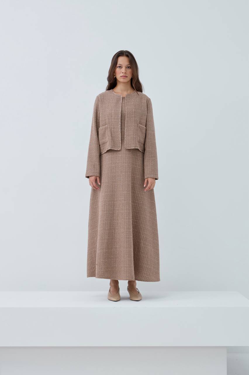 Modern Tweed Elegance | Şık Tüvit Elbise Takımı