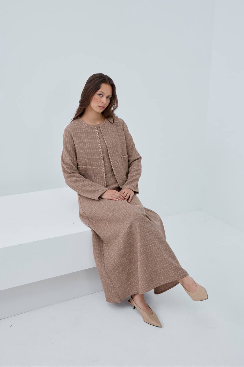 Modern Tweed Elegance | Şık Tüvit Elbise Takımı