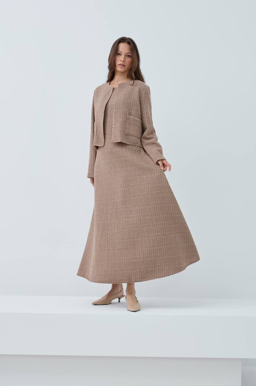 Modern Tweed Elegance | Şık Tüvit Elbise Takımı