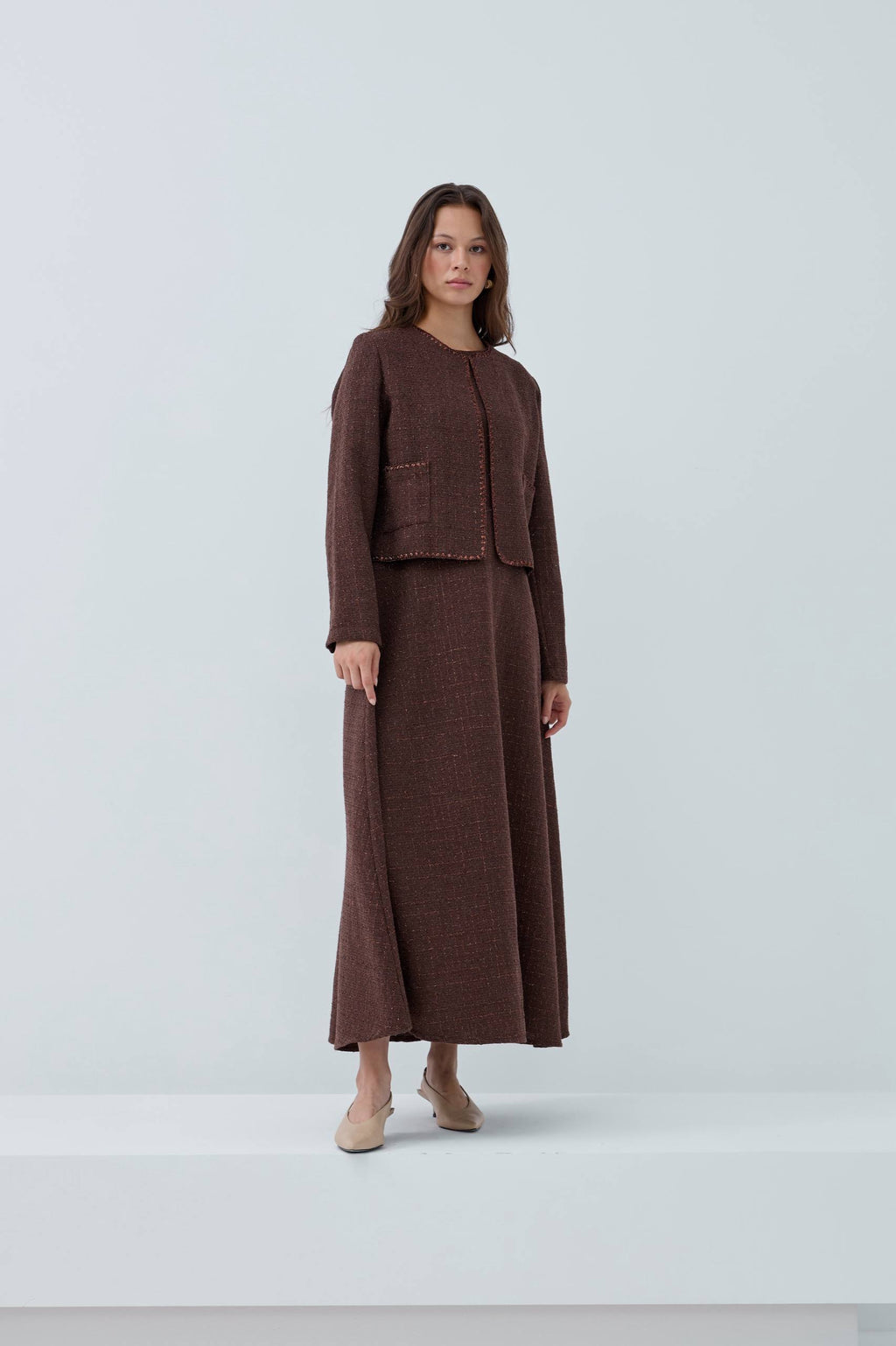 Modern Tweed Elegance | Şık Tüvit Elbise Takımı