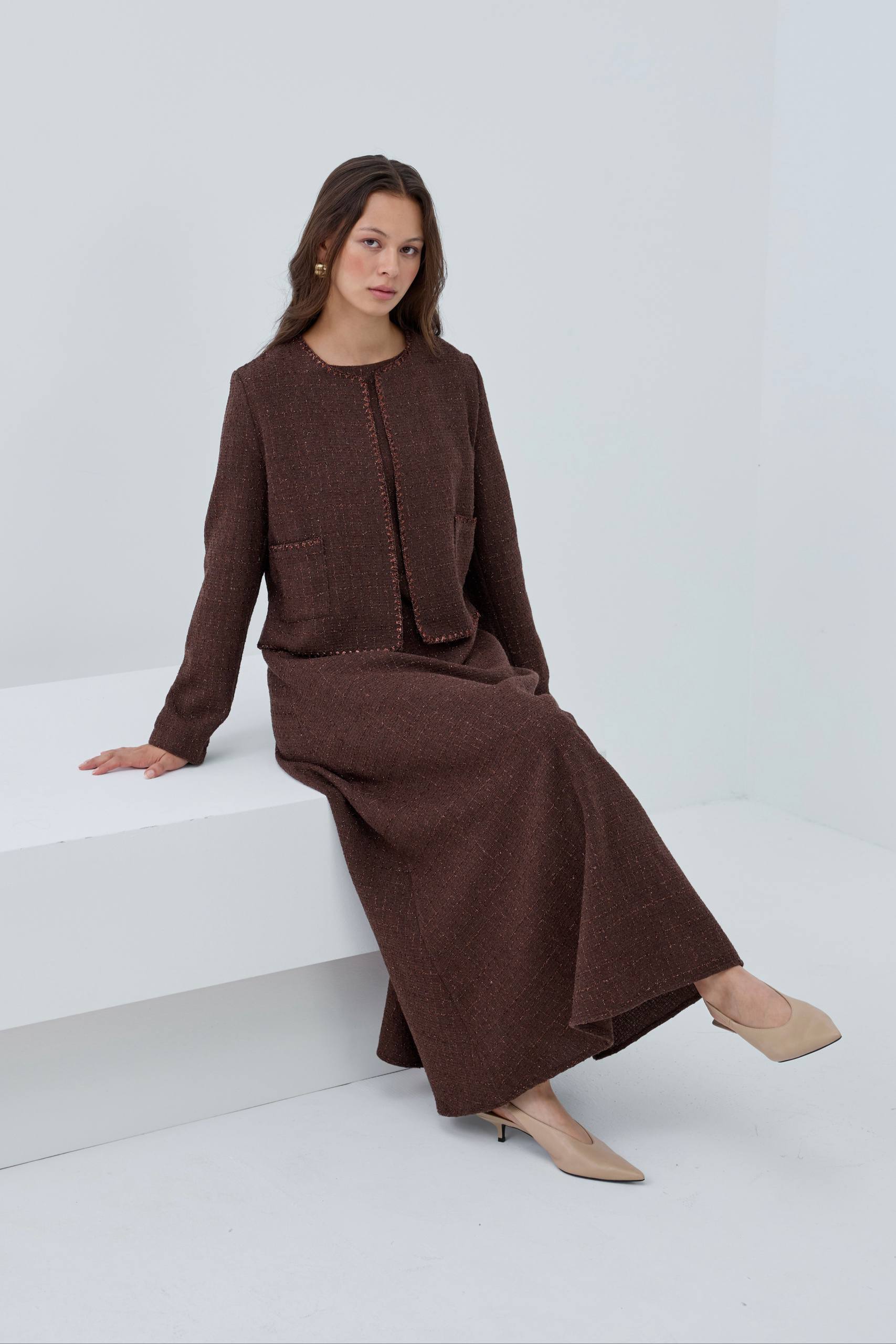 Modern Tweed Elegance | Şık Tüvit Elbise Takımı