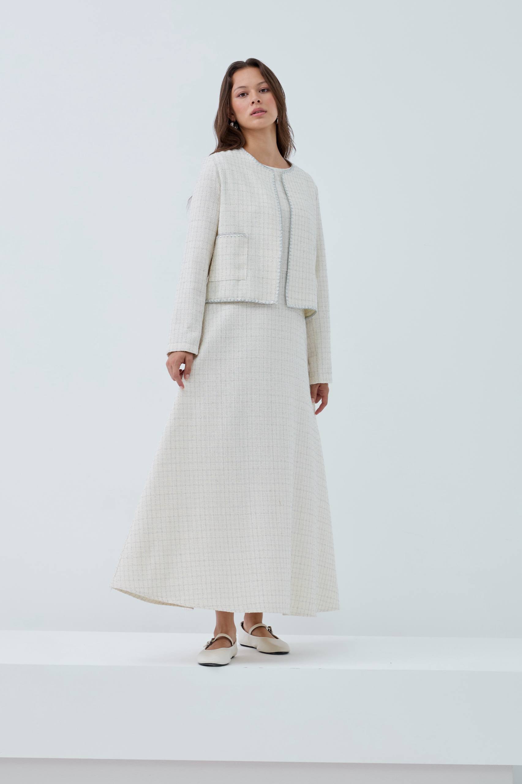 Modern Tweed Elegance | Şık Tüvit Elbise Takımı