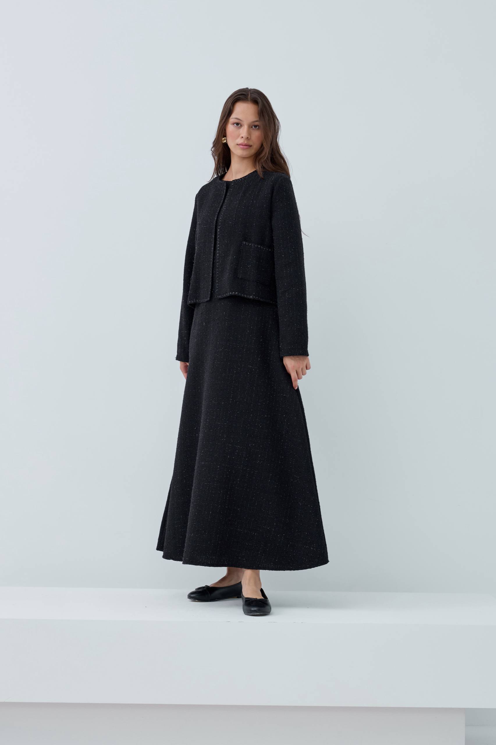 Modern Tweed Elegance | Şık Tüvit Elbise Takımı