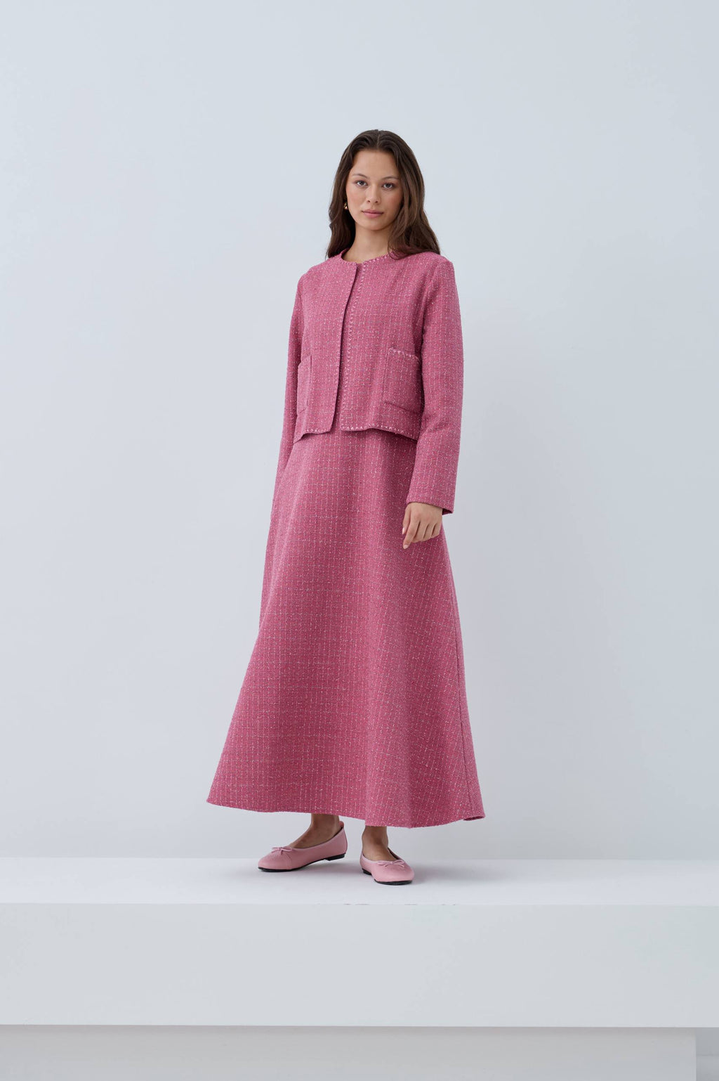 Modern Tweed Elegance | Şık Tüvit Elbise Takımı