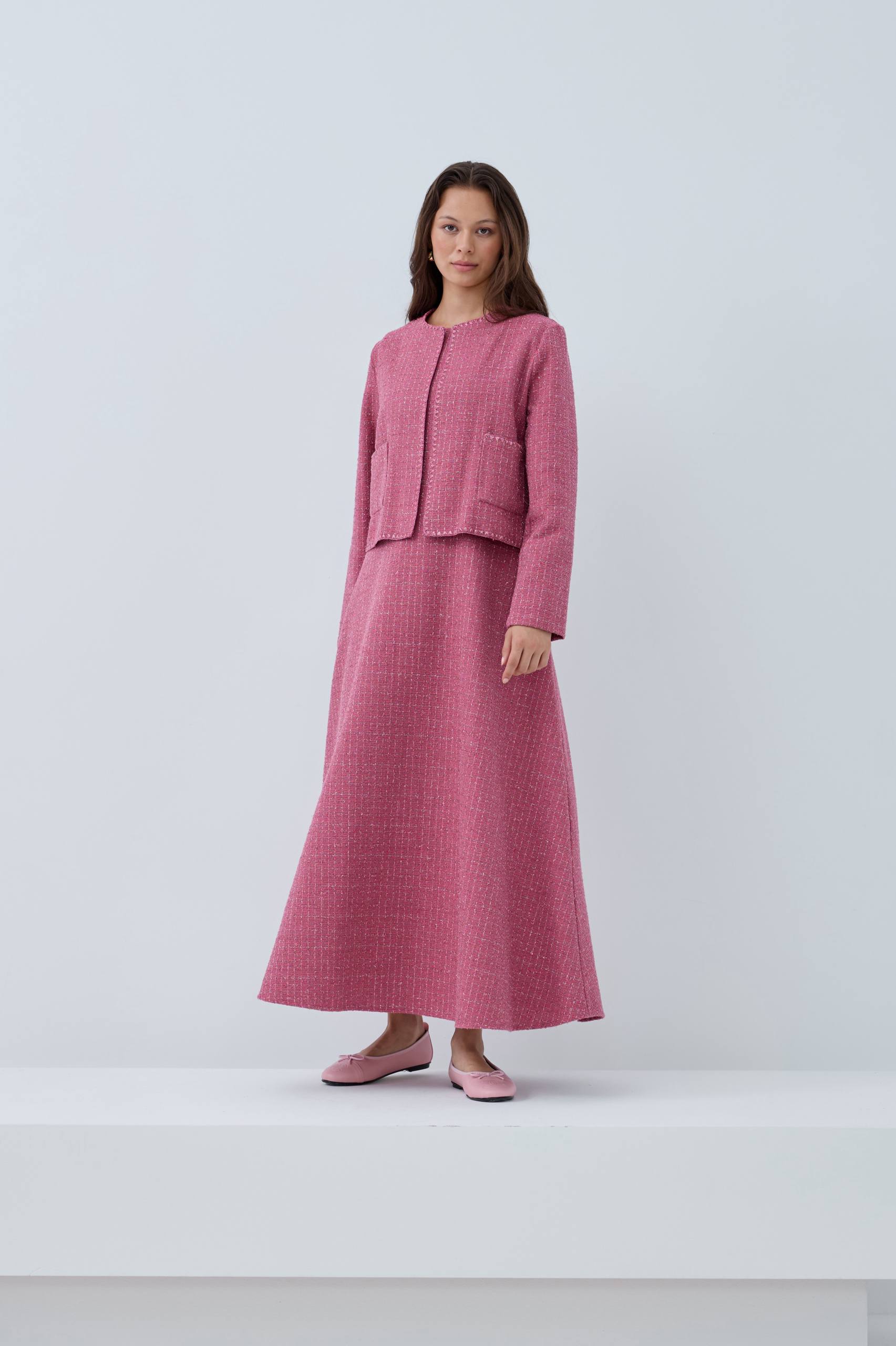 Modern Tweed Elegance | Şık Tüvit Elbise Takımı