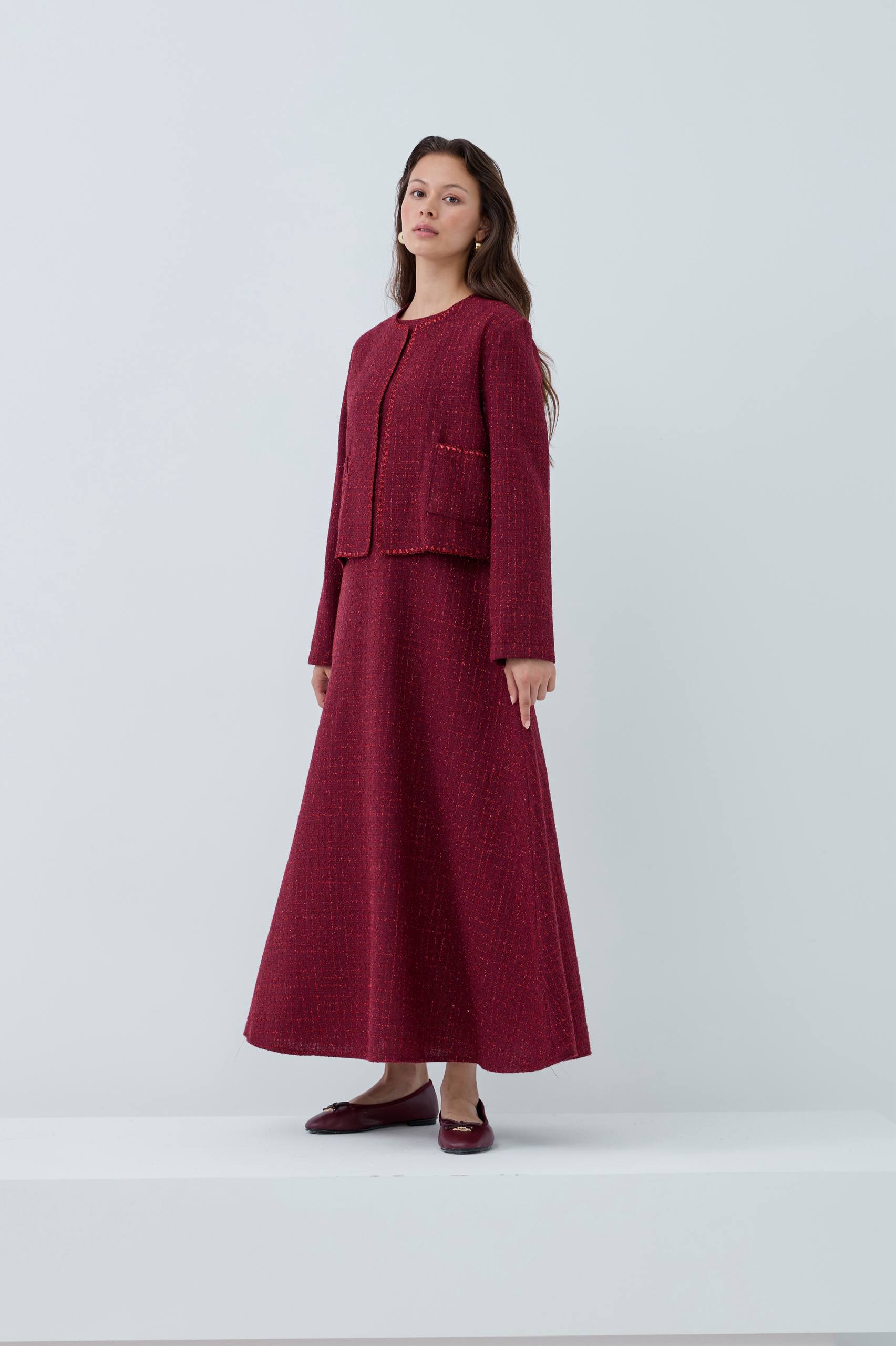 Modern Tweed Elegance | Şık Tüvit Elbise Takımı