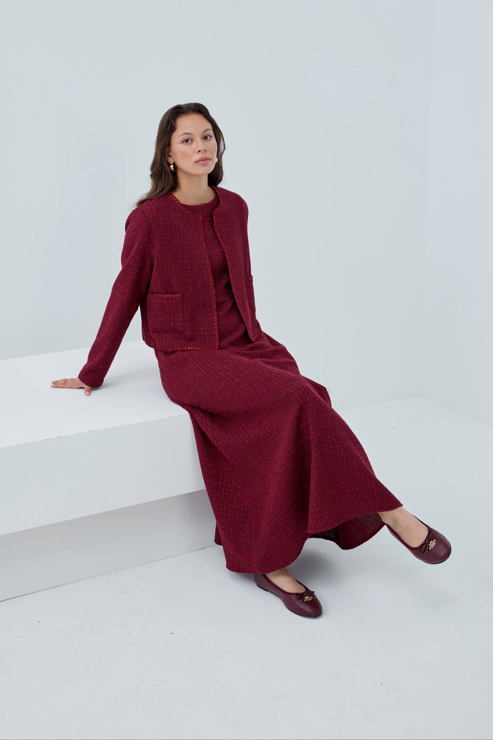 Modern Tweed Elegance | Şık Tüvit Elbise Takımı