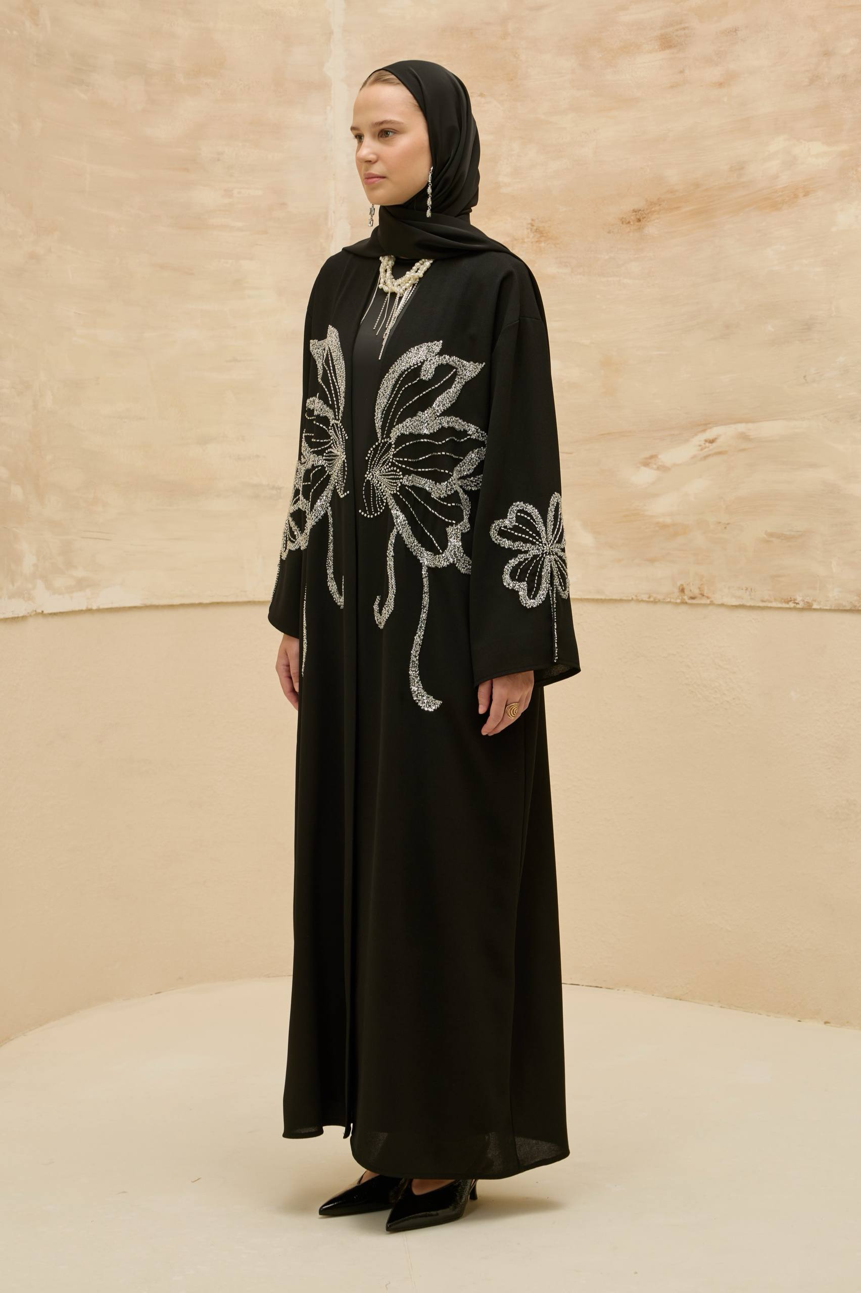 Papillon Royale | Kelebek Taş Detaylı Abaya