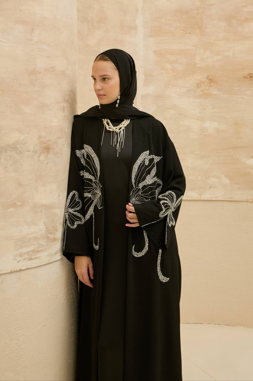Papillon Royale | Kelebek Taş Detaylı Abaya