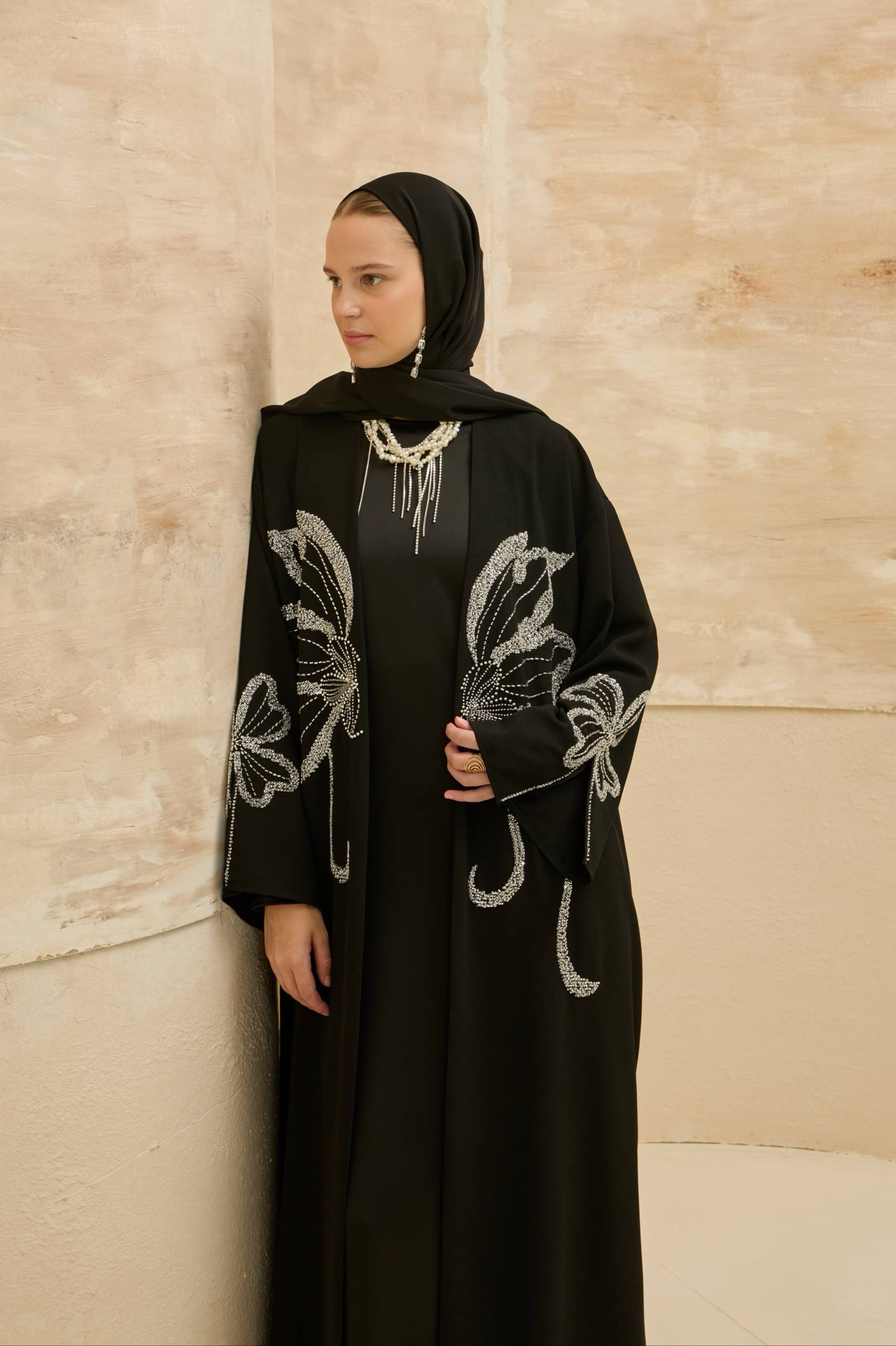 Papillon Royale | Kelebek Taş Detaylı Abaya