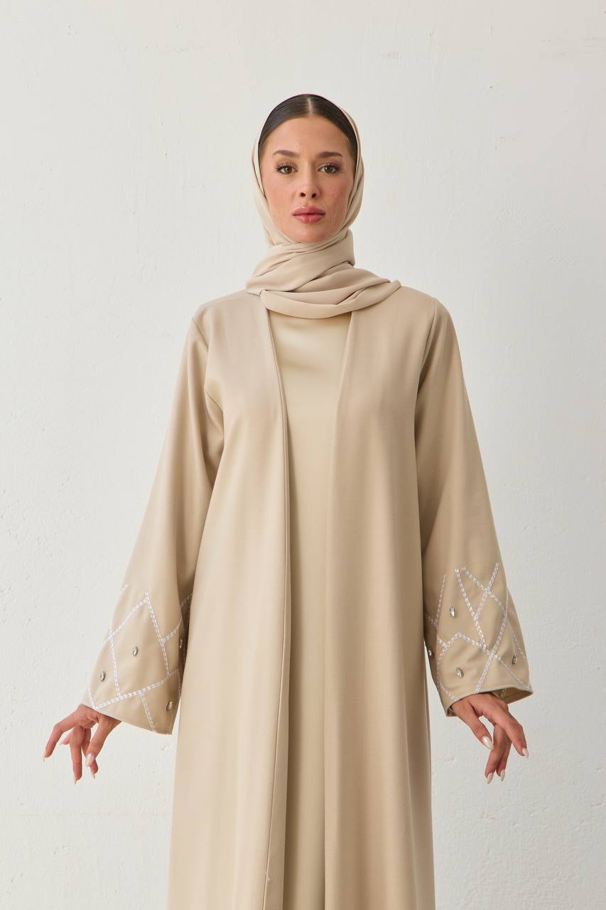Urban Grace | Taş Detaylı Kol Abaya