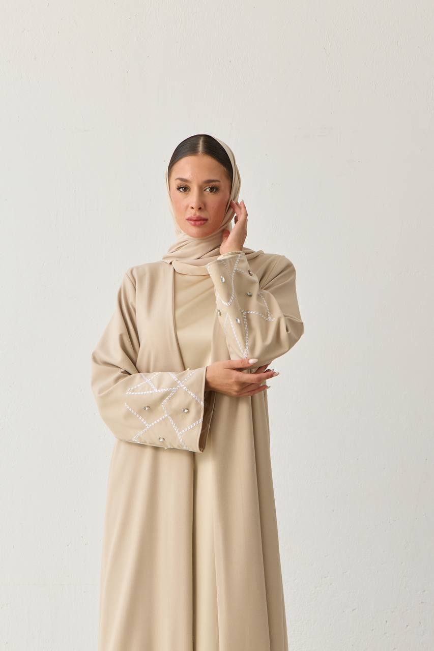 Urban Grace | Taş Detaylı Kol Abaya