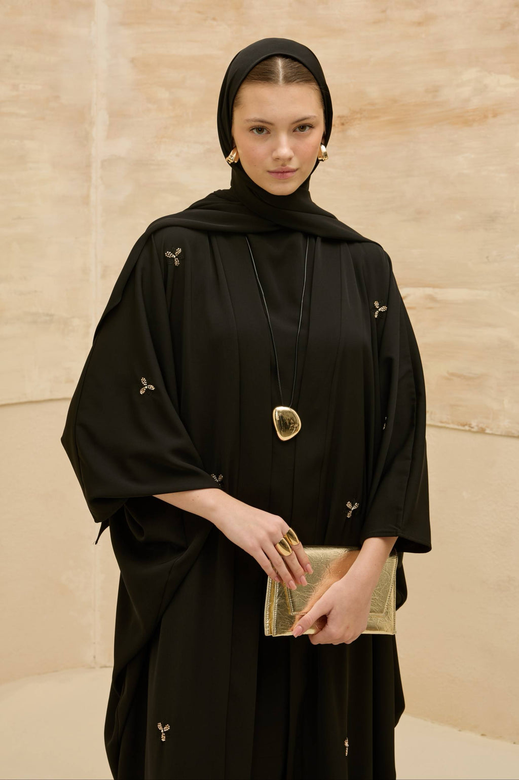 Celestia | Zarif Nakışlı Abaya Takımı
