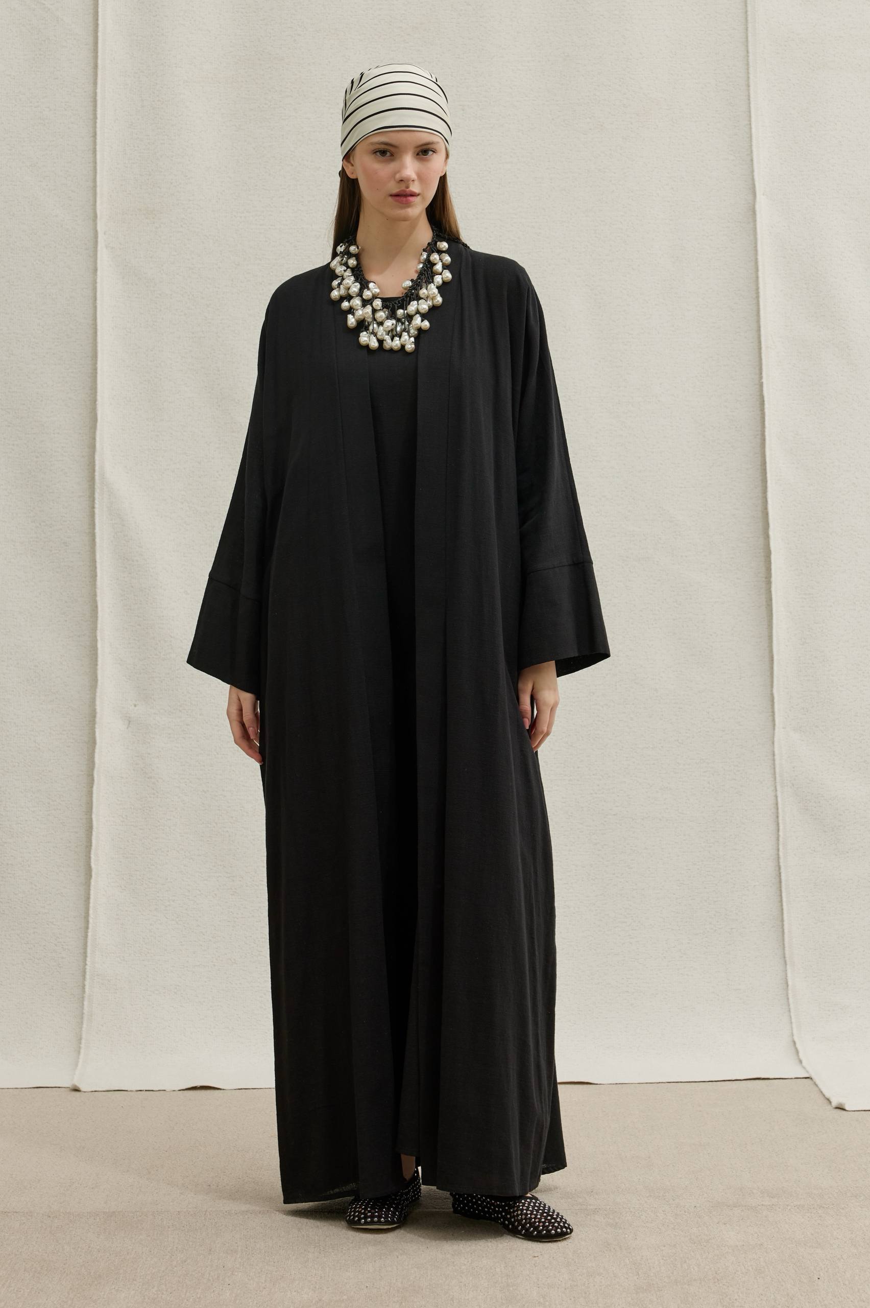 Linen Touch | Keten Dokulu Abaya Takımı
