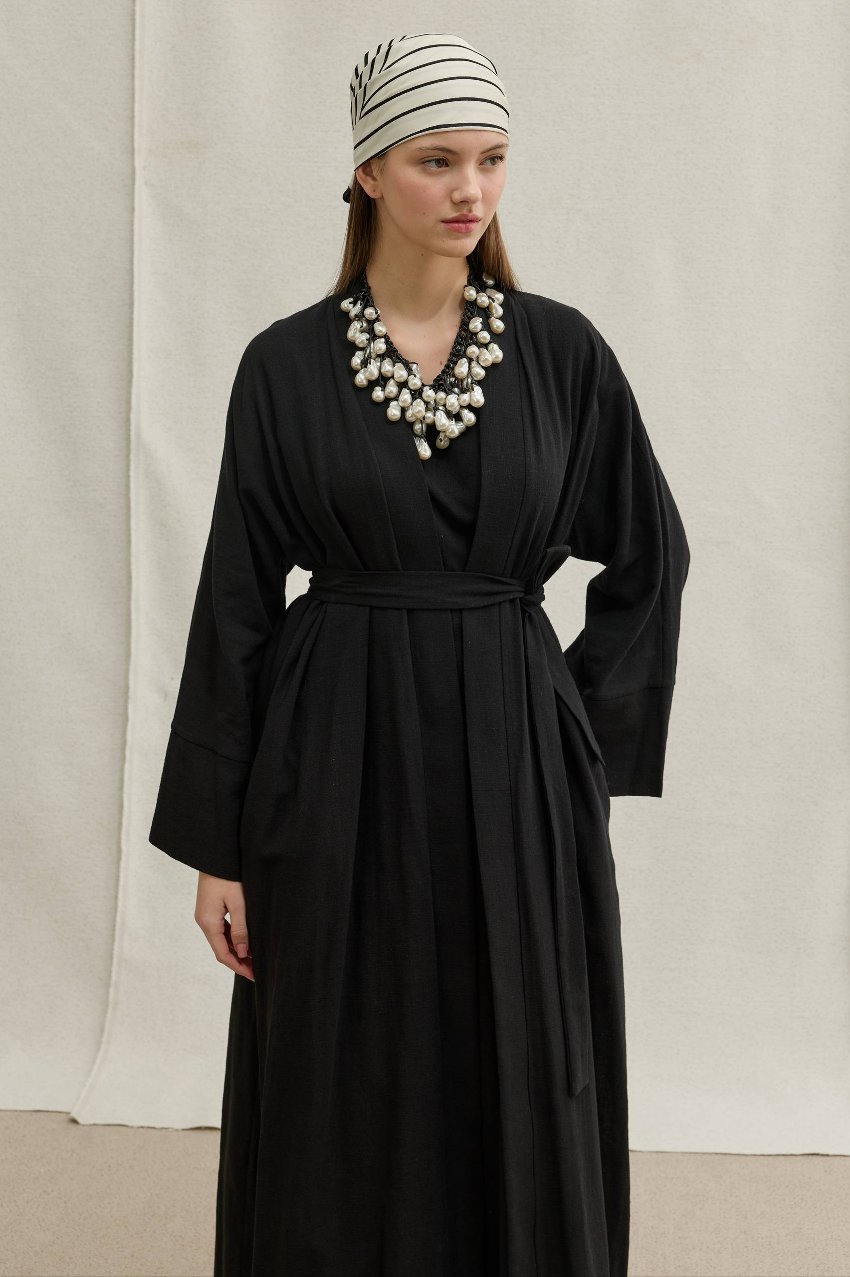 Linen Touch | Keten Dokulu Abaya Takımı