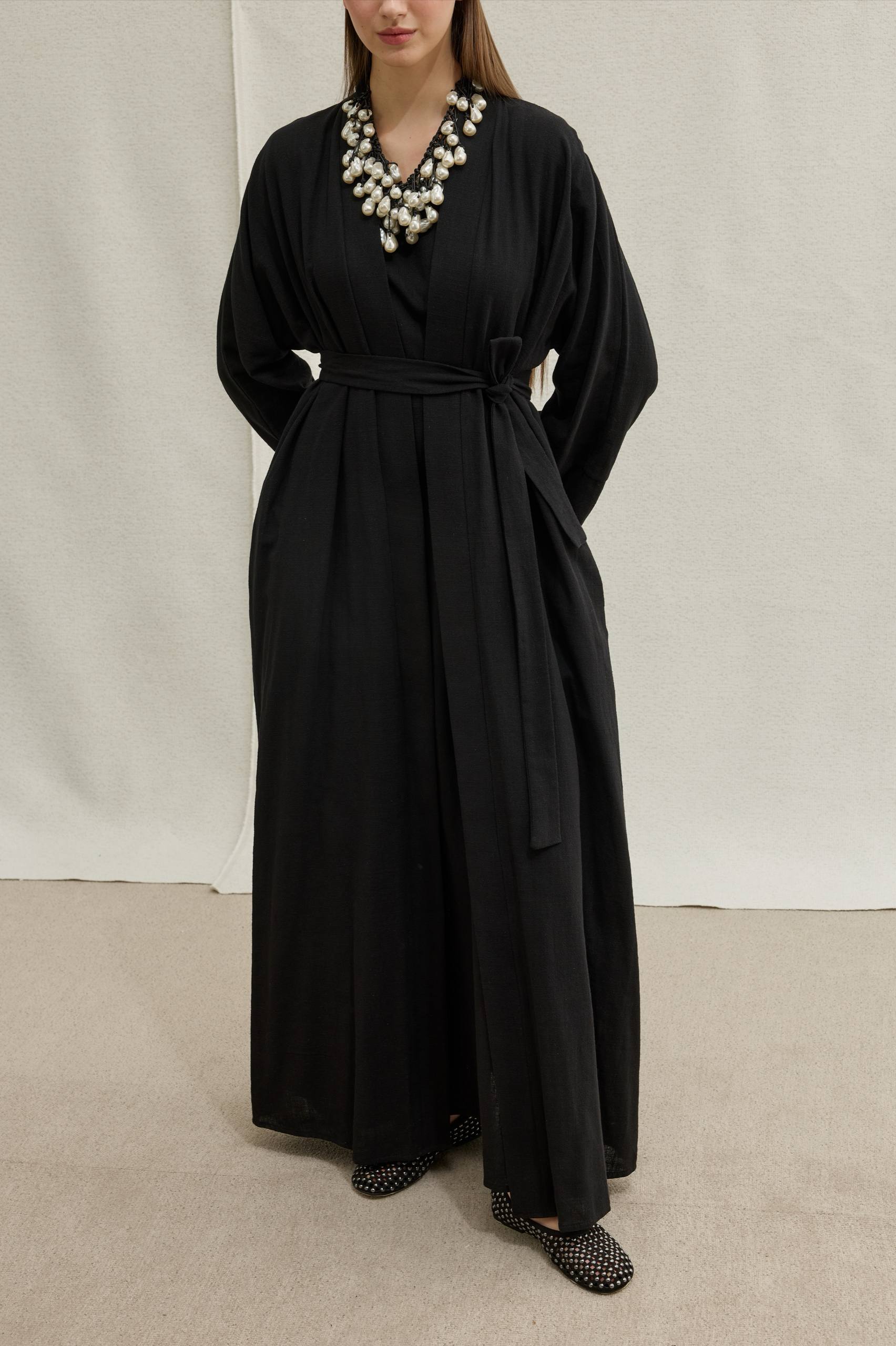 Linen Touch | Keten Dokulu Abaya Takımı