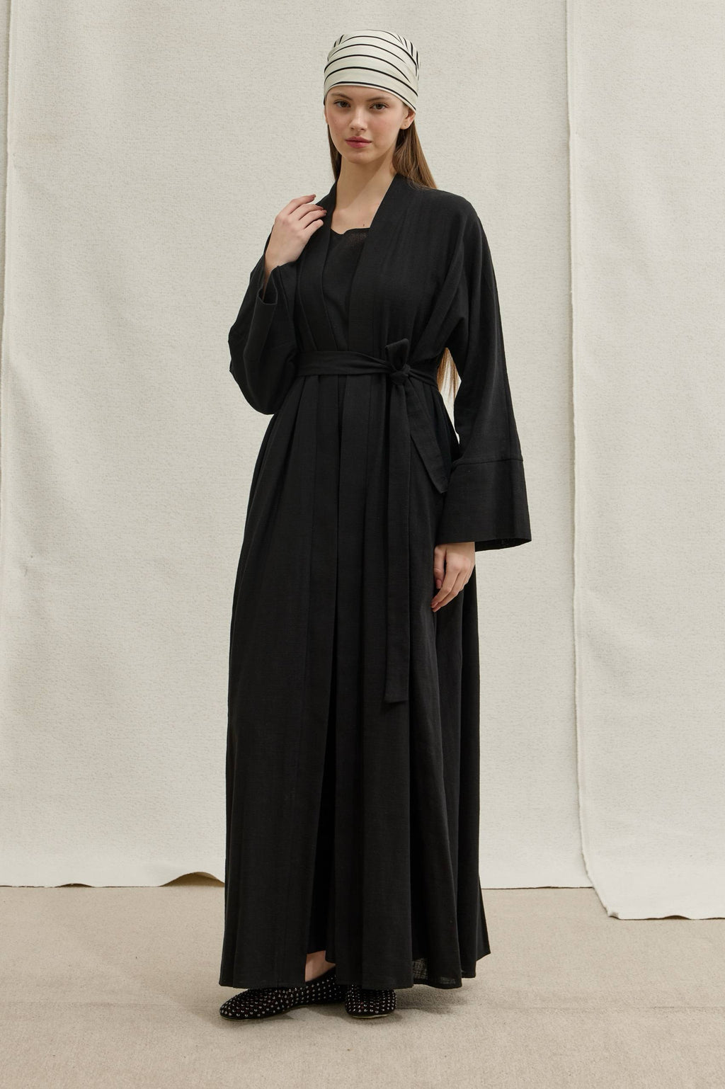 Linen Touch | Keten Dokulu Abaya Takımı