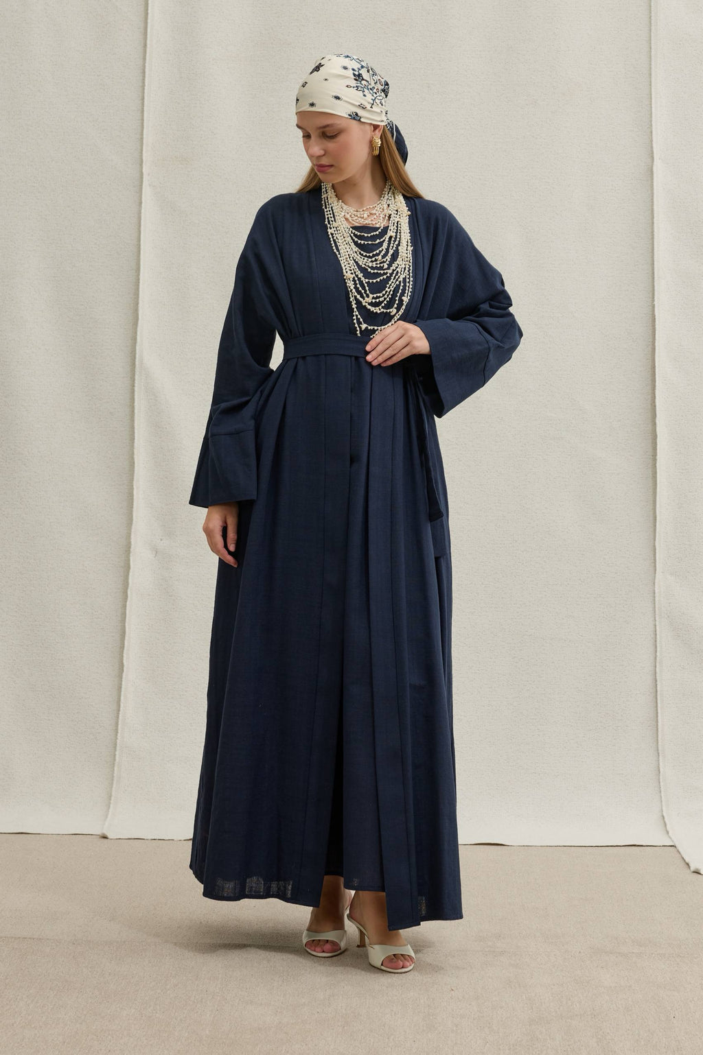 Linen Touch | Keten Dokulu Abaya Takımı