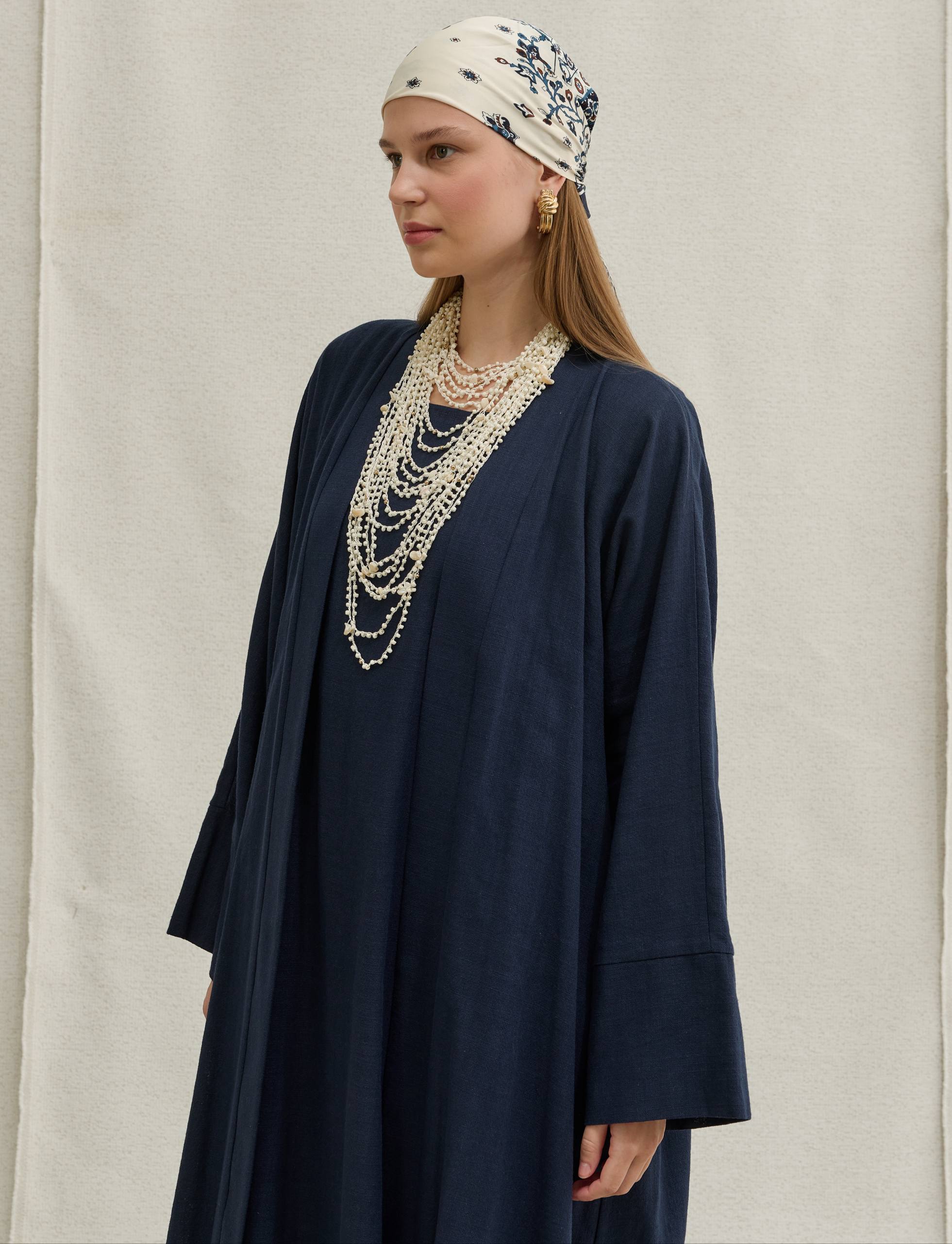Linen Touch | Keten Dokulu Abaya Takımı