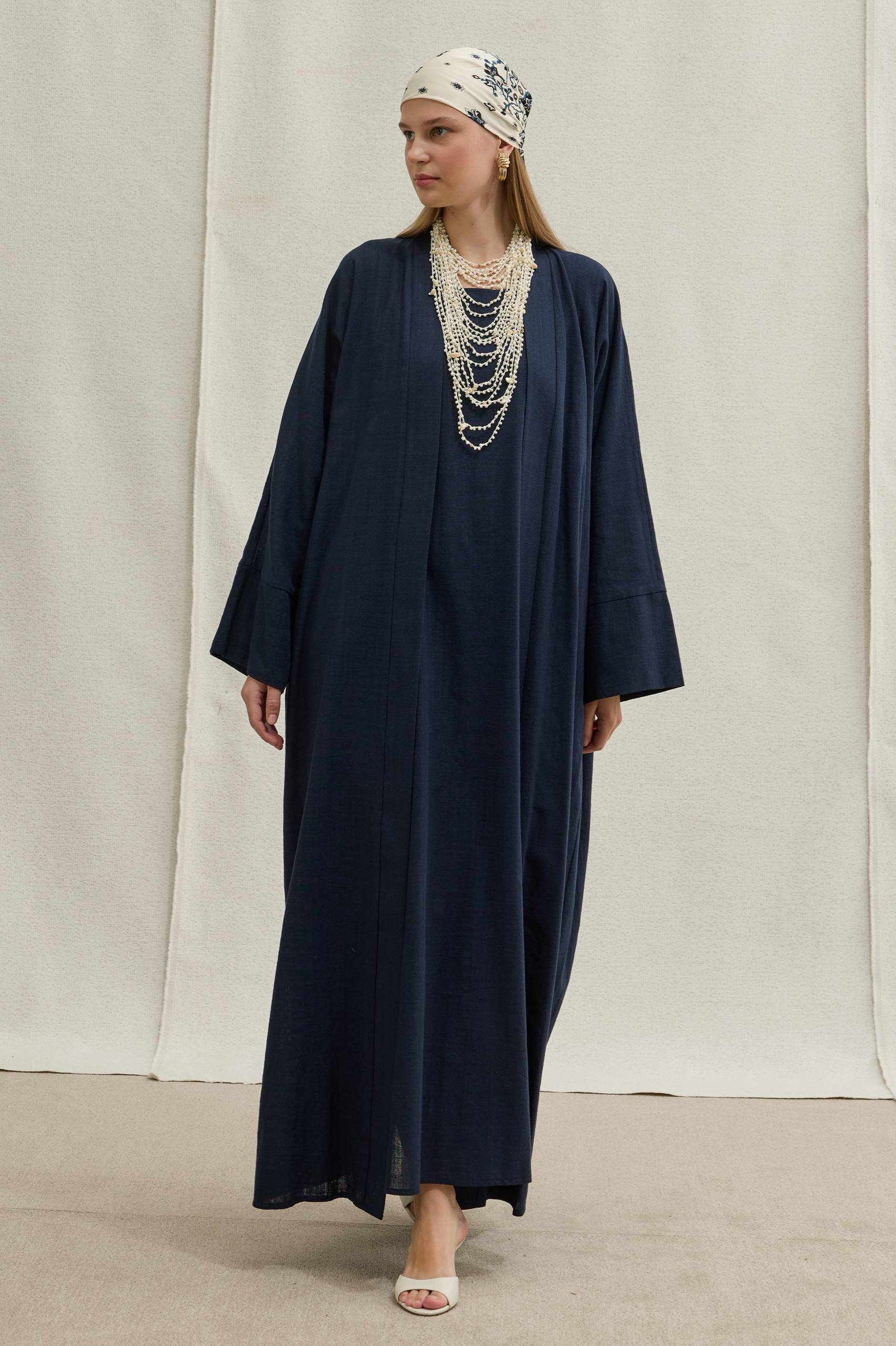 Linen Touch | Keten Dokulu Abaya Takımı
