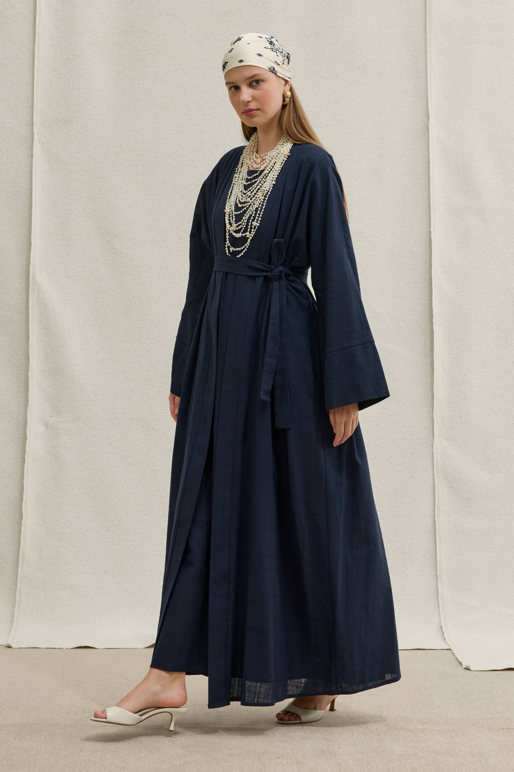 Linen Touch | Keten Dokulu Abaya Takımı