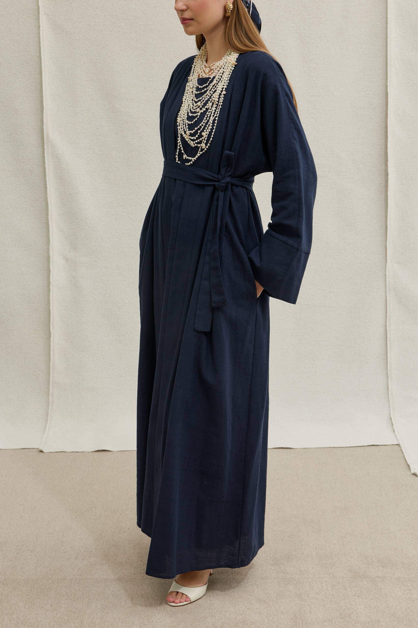 Linen Touch | Keten Dokulu Abaya Takımı