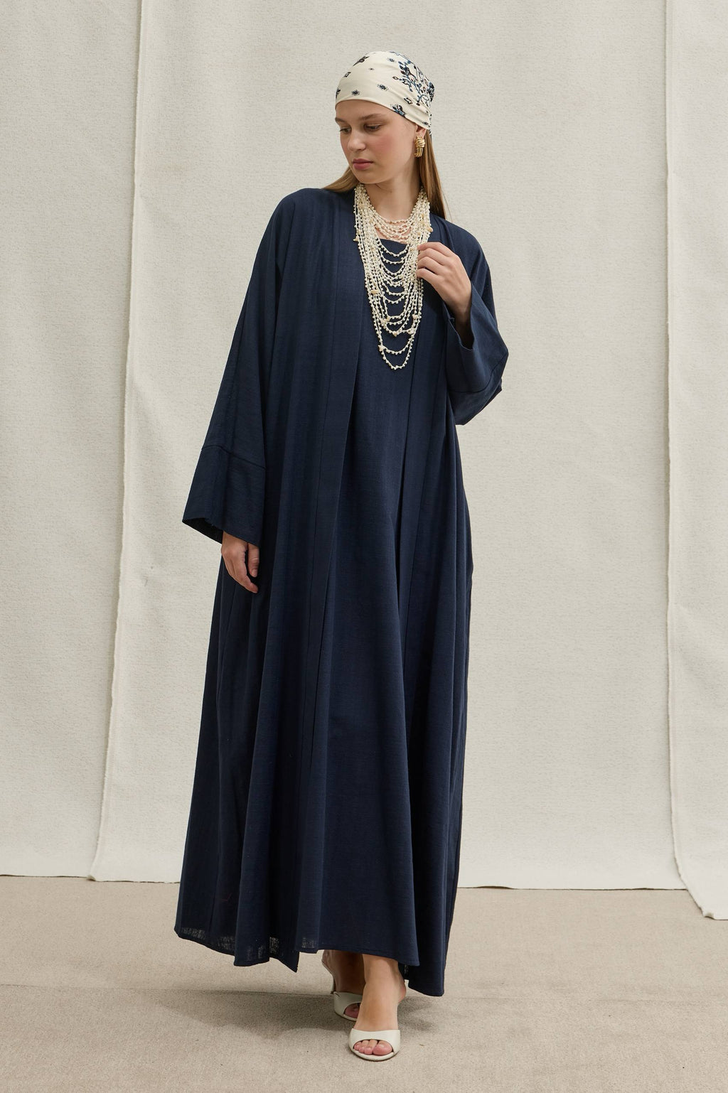 Linen Touch | Keten Dokulu Abaya Takımı