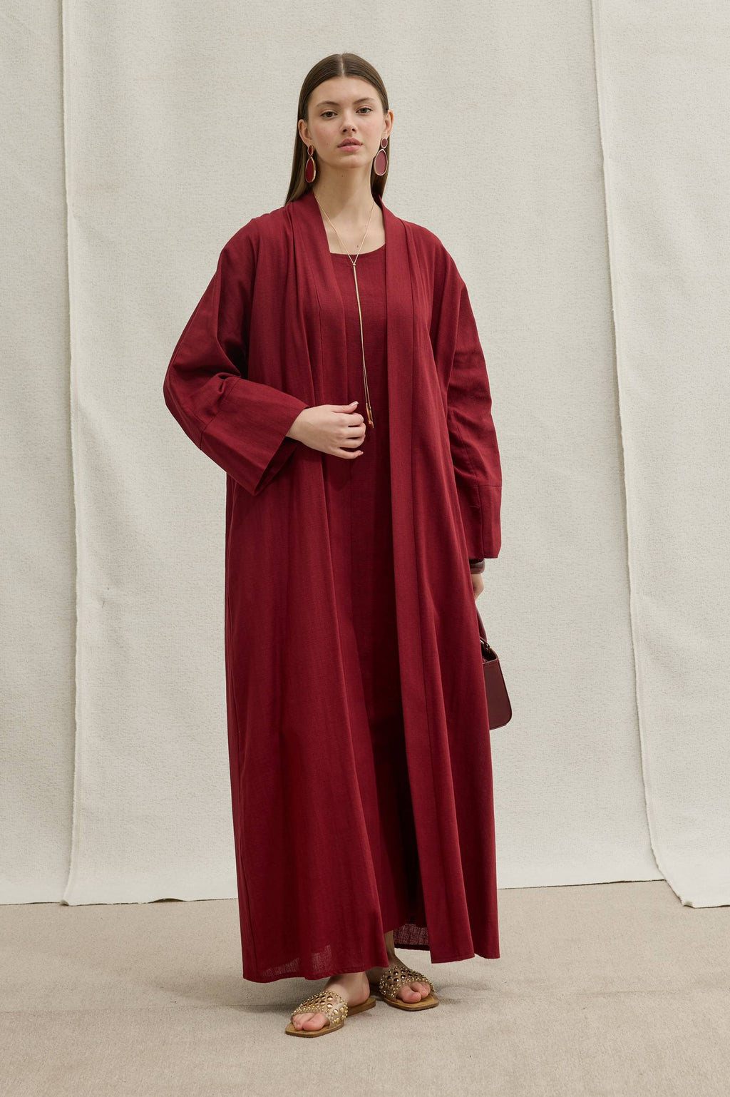 Linen Touch | Keten Dokulu Abaya Takımı