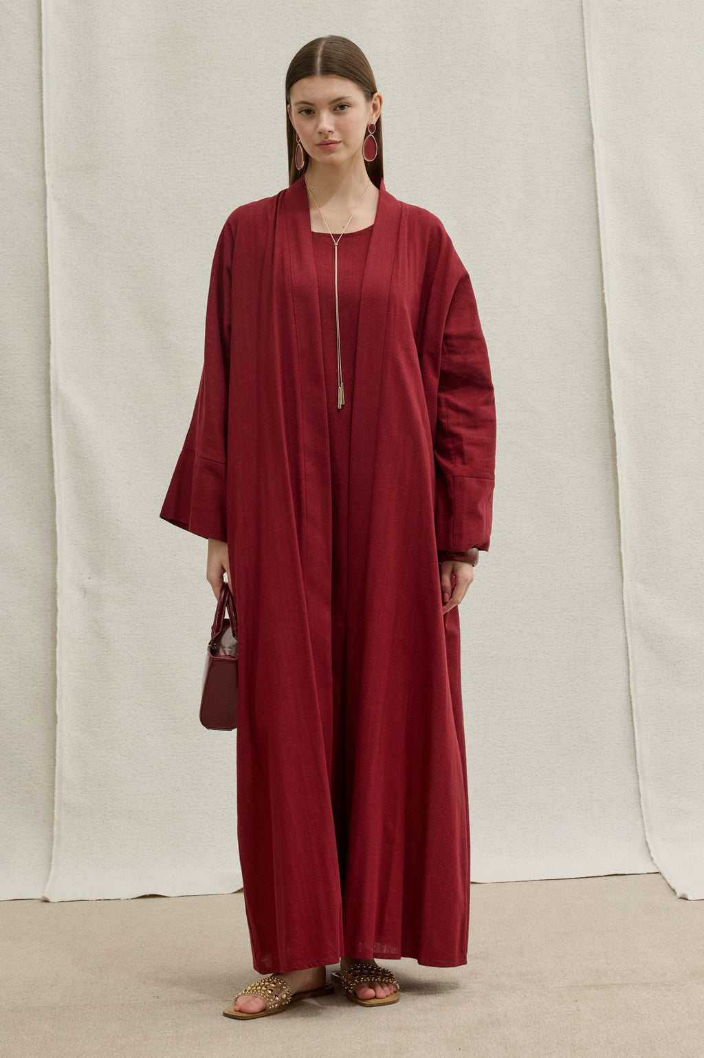 Linen Touch | Keten Dokulu Abaya Takımı