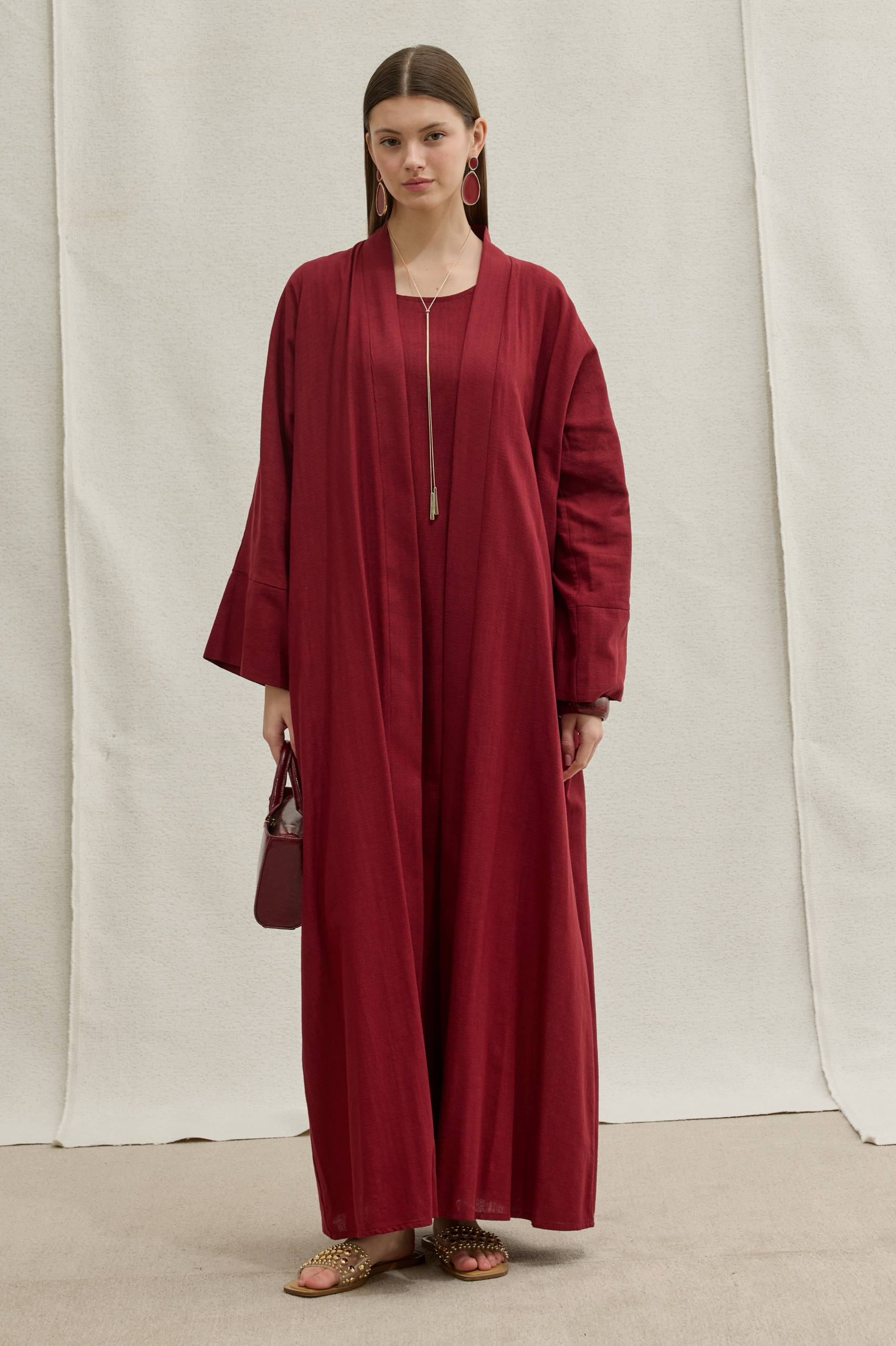 Linen Touch | Keten Dokulu Abaya Takımı