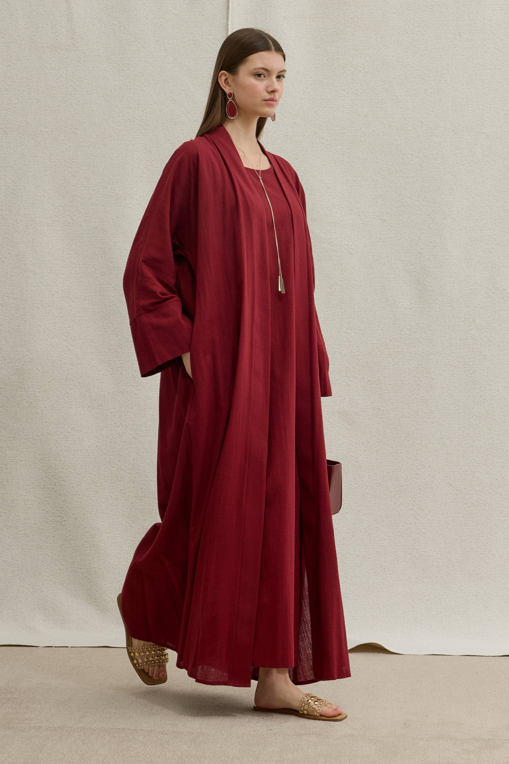 Linen Touch | Keten Dokulu Abaya Takımı