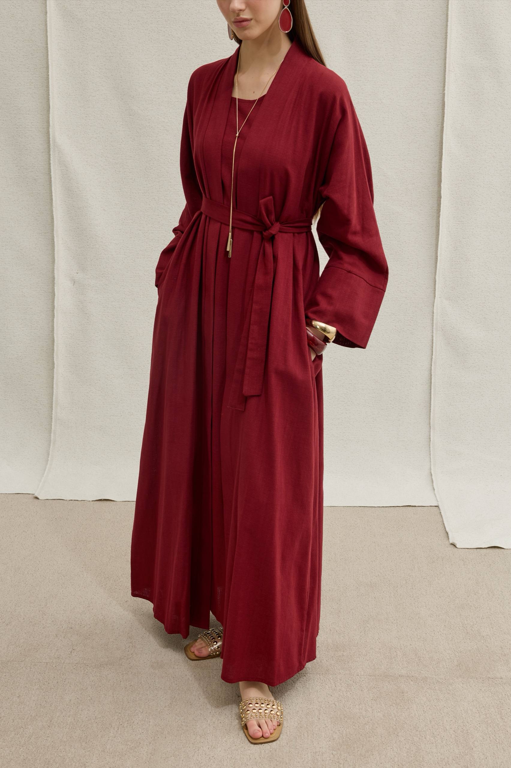 Linen Touch | Keten Dokulu Abaya Takımı