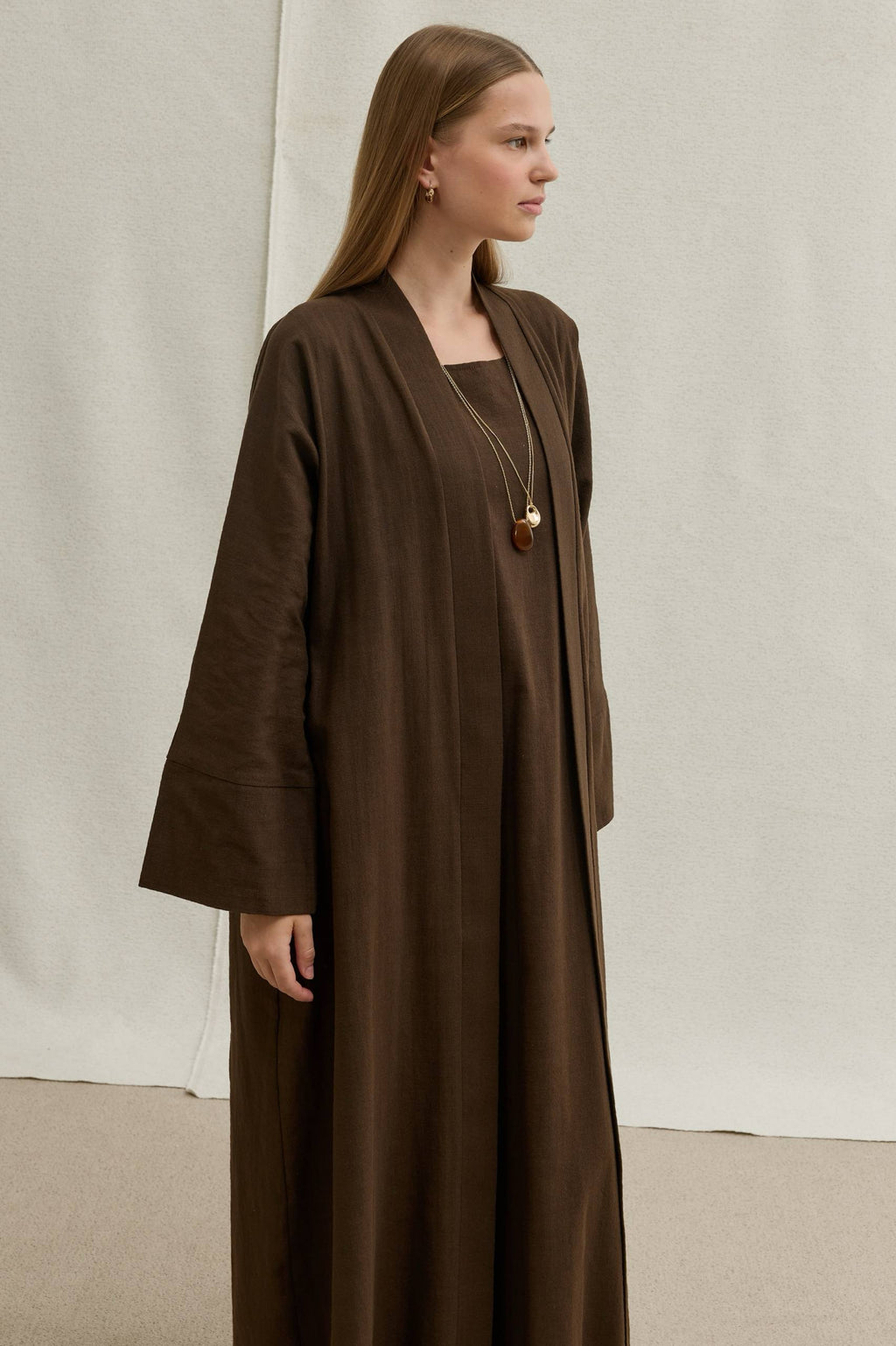 Linen Touch | Keten Dokulu Abaya Takımı