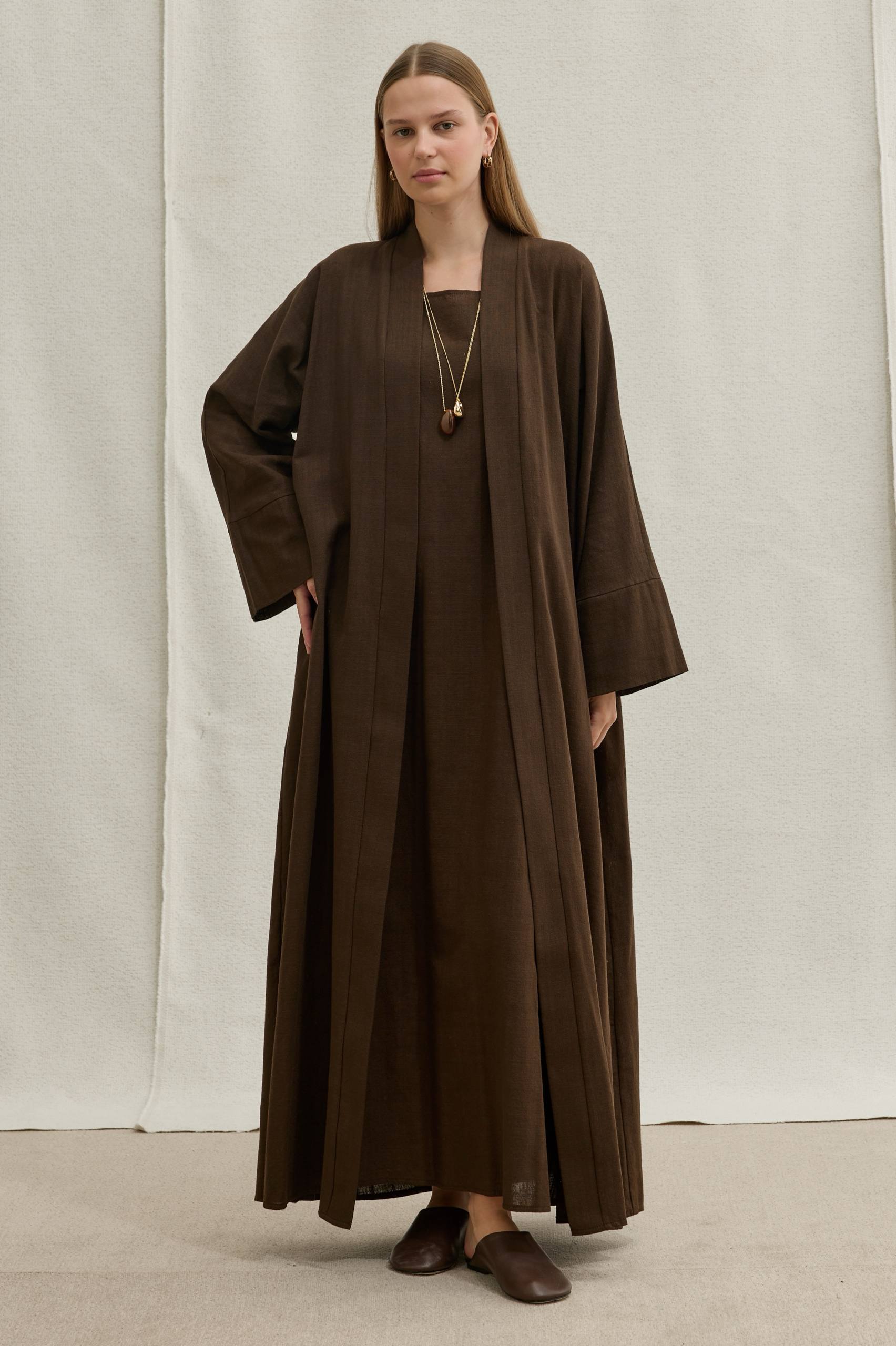 Linen Touch | Keten Dokulu Abaya Takımı