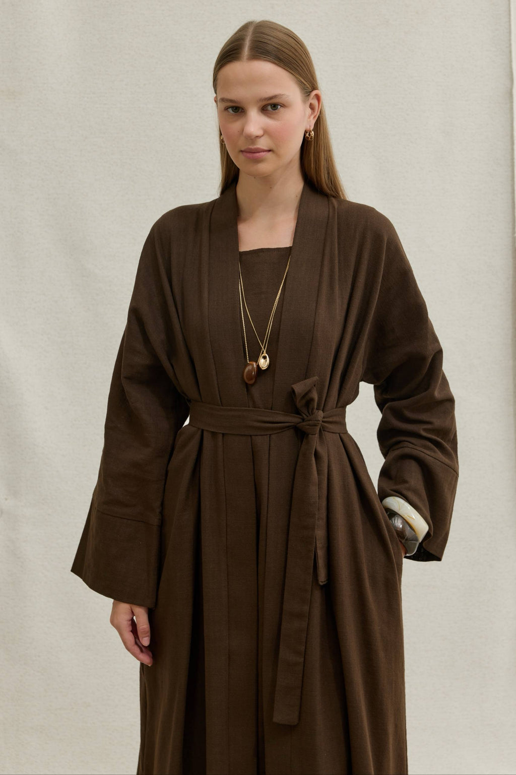 Linen Touch | Keten Dokulu Abaya Takımı