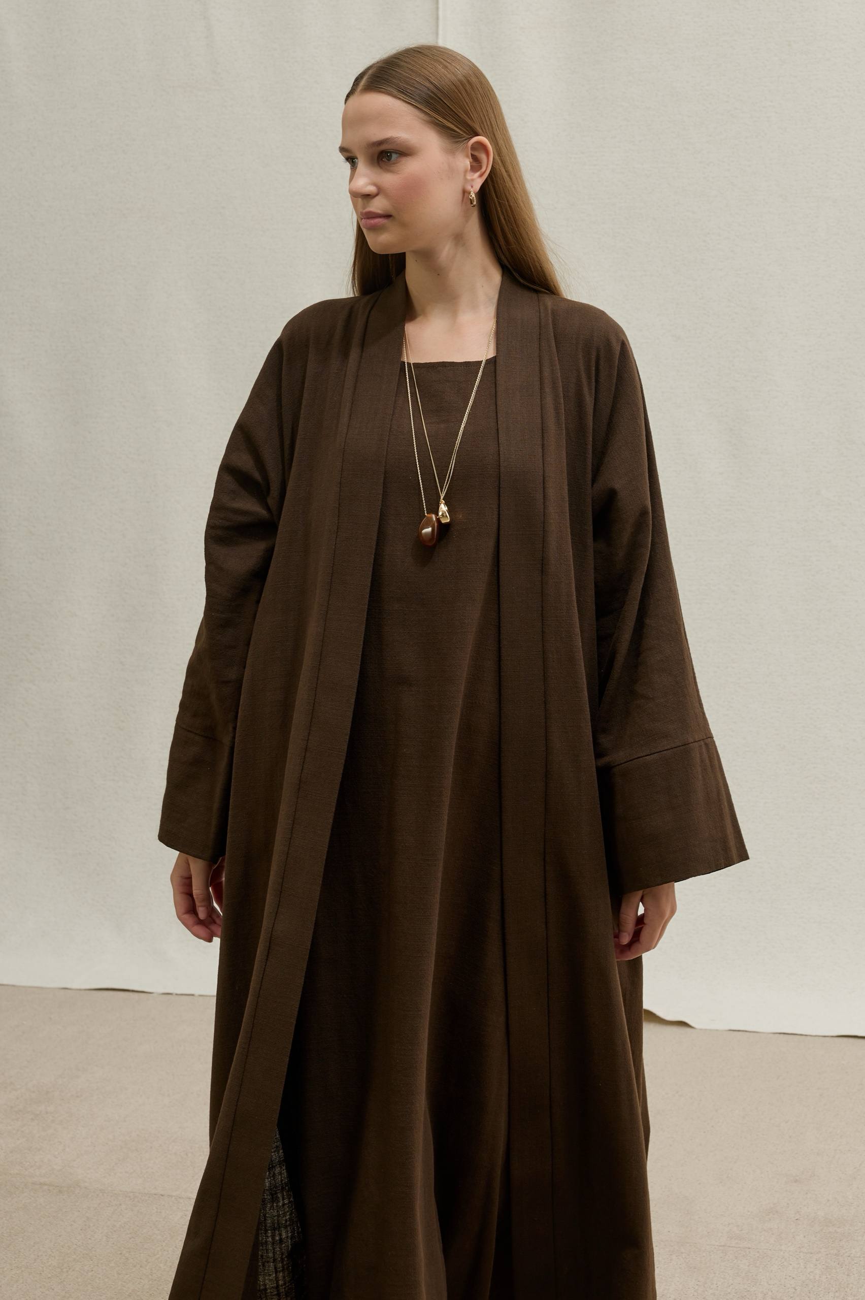 Linen Touch | Keten Dokulu Abaya Takımı