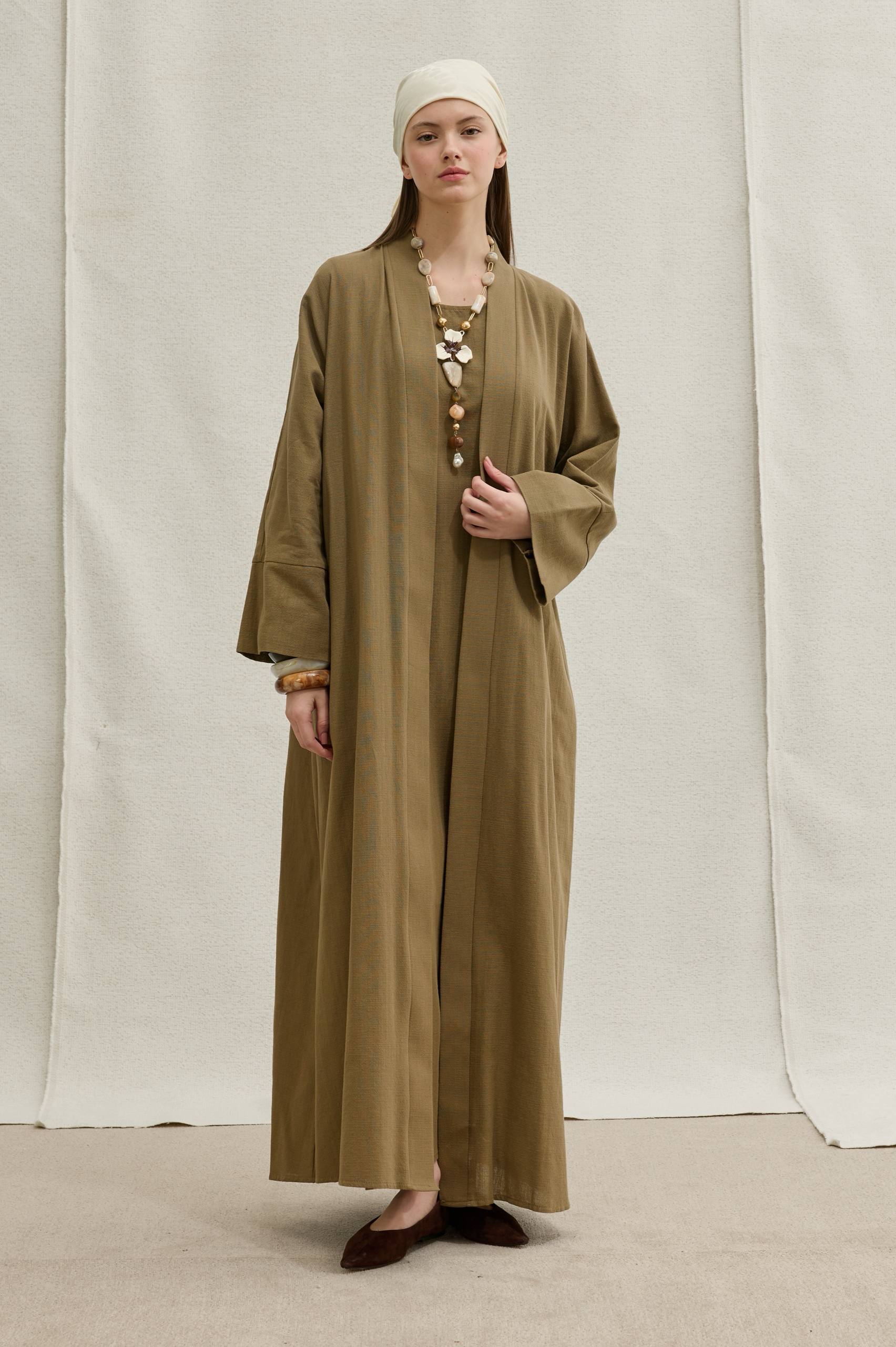 Linen Touch | Keten Dokulu Abaya Takımı
