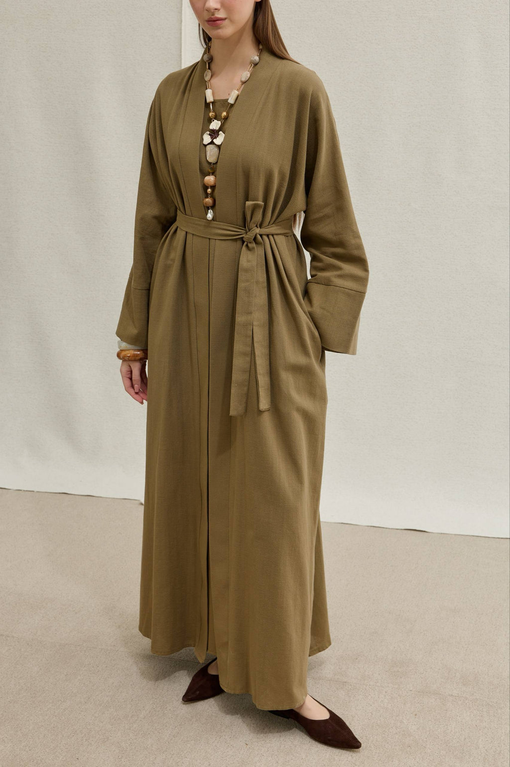 Linen Touch | Keten Dokulu Abaya Takımı