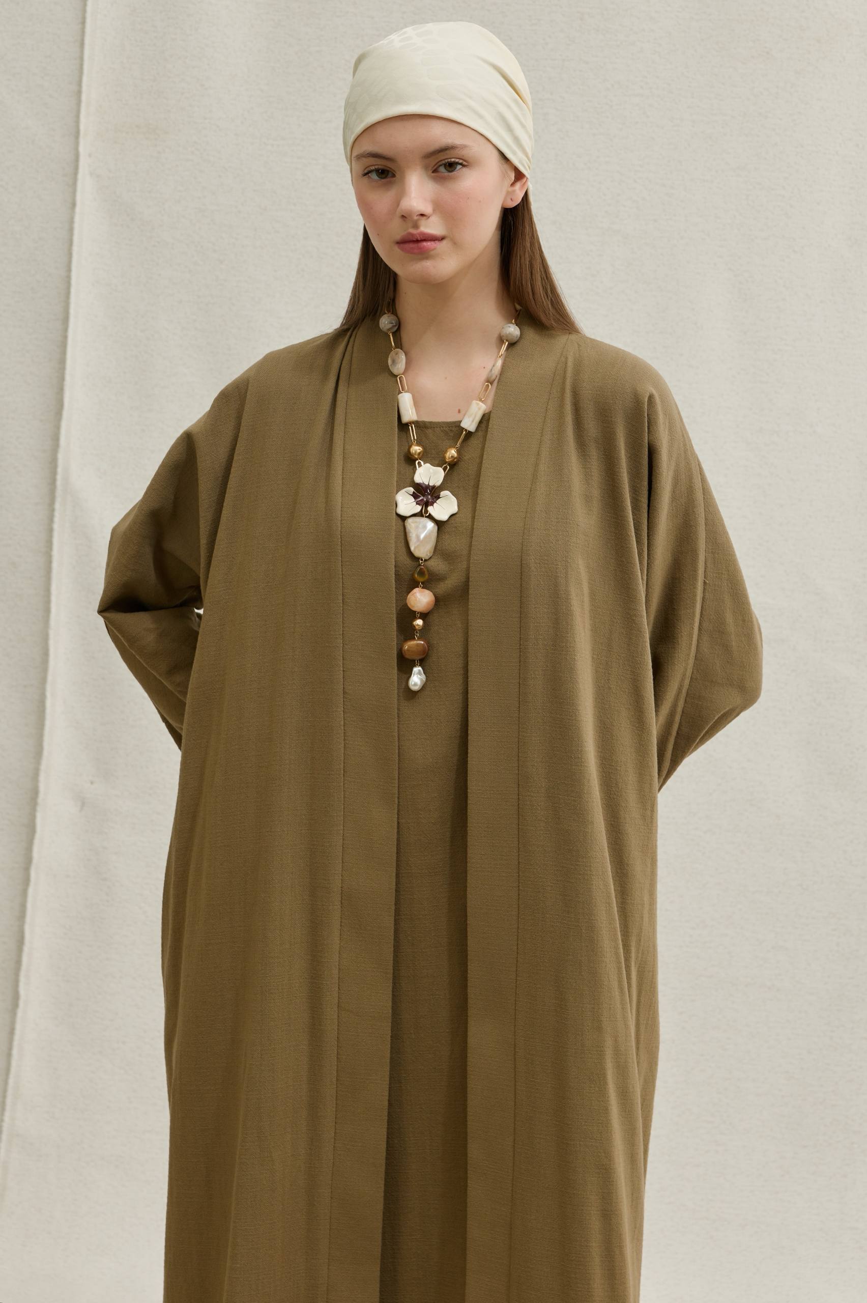 Linen Touch | Keten Dokulu Abaya Takımı