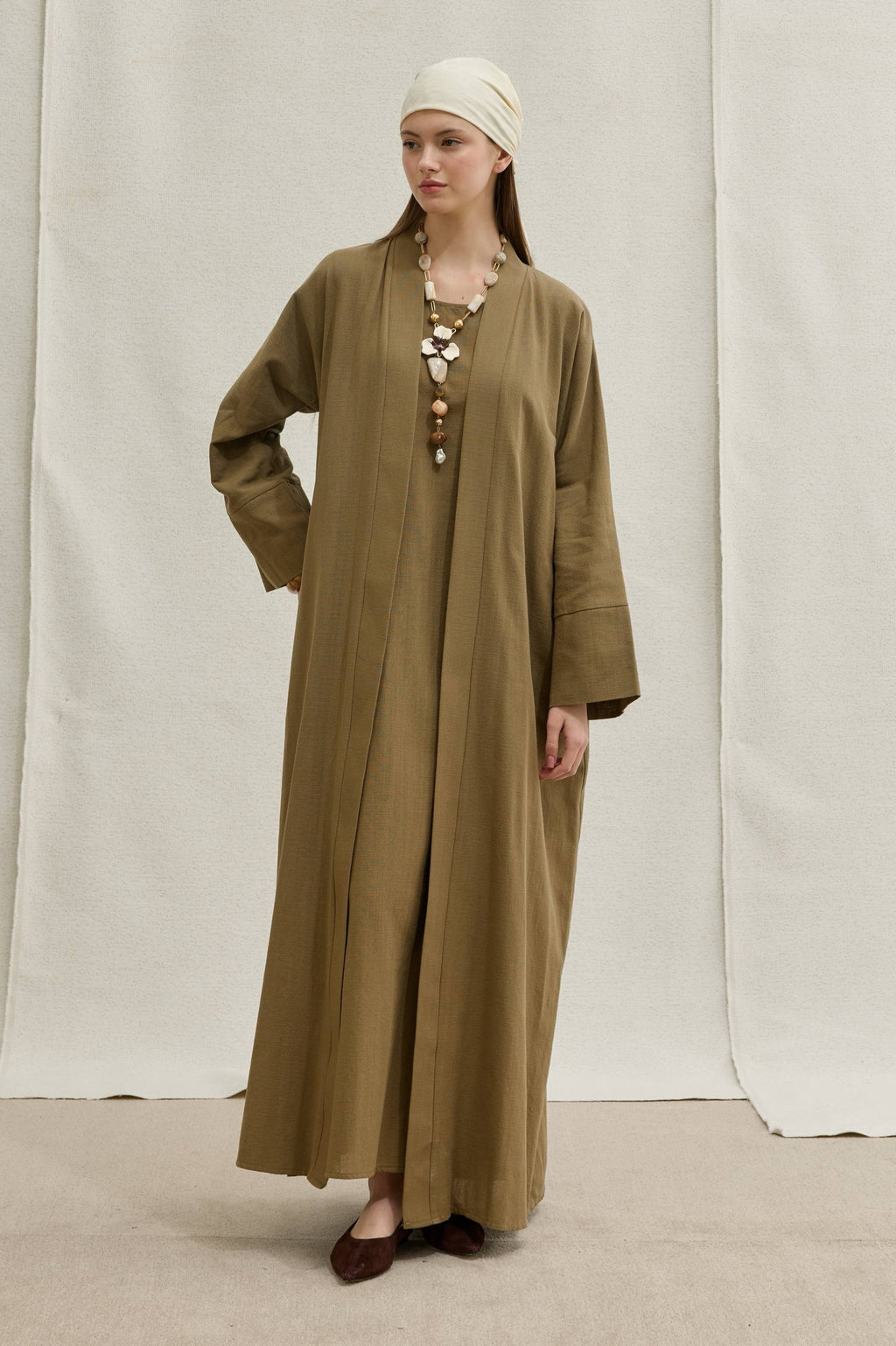 Linen Touch | Keten Dokulu Abaya Takımı