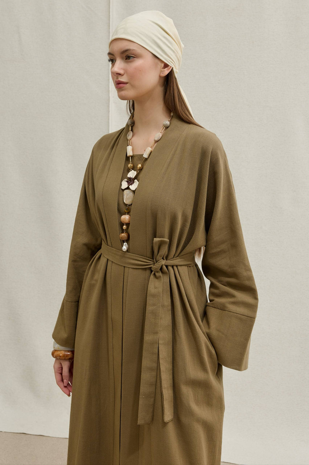 Linen Touch | Keten Dokulu Abaya Takımı