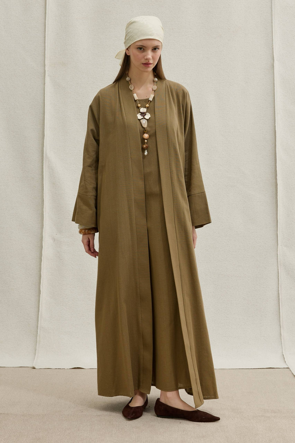 Linen Touch | Keten Dokulu Abaya Takımı