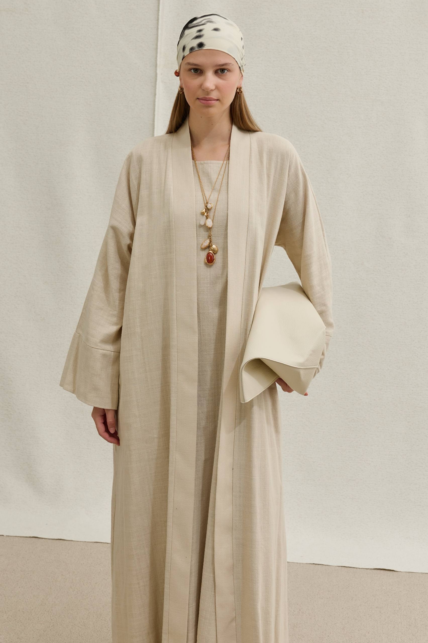Linen Touch | Keten Dokulu Abaya Takımı