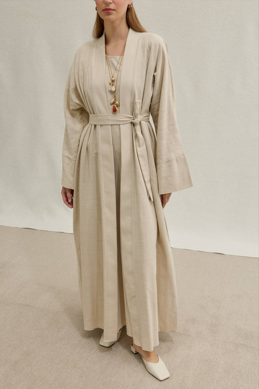 Linen Touch | Keten Dokulu Abaya Takımı